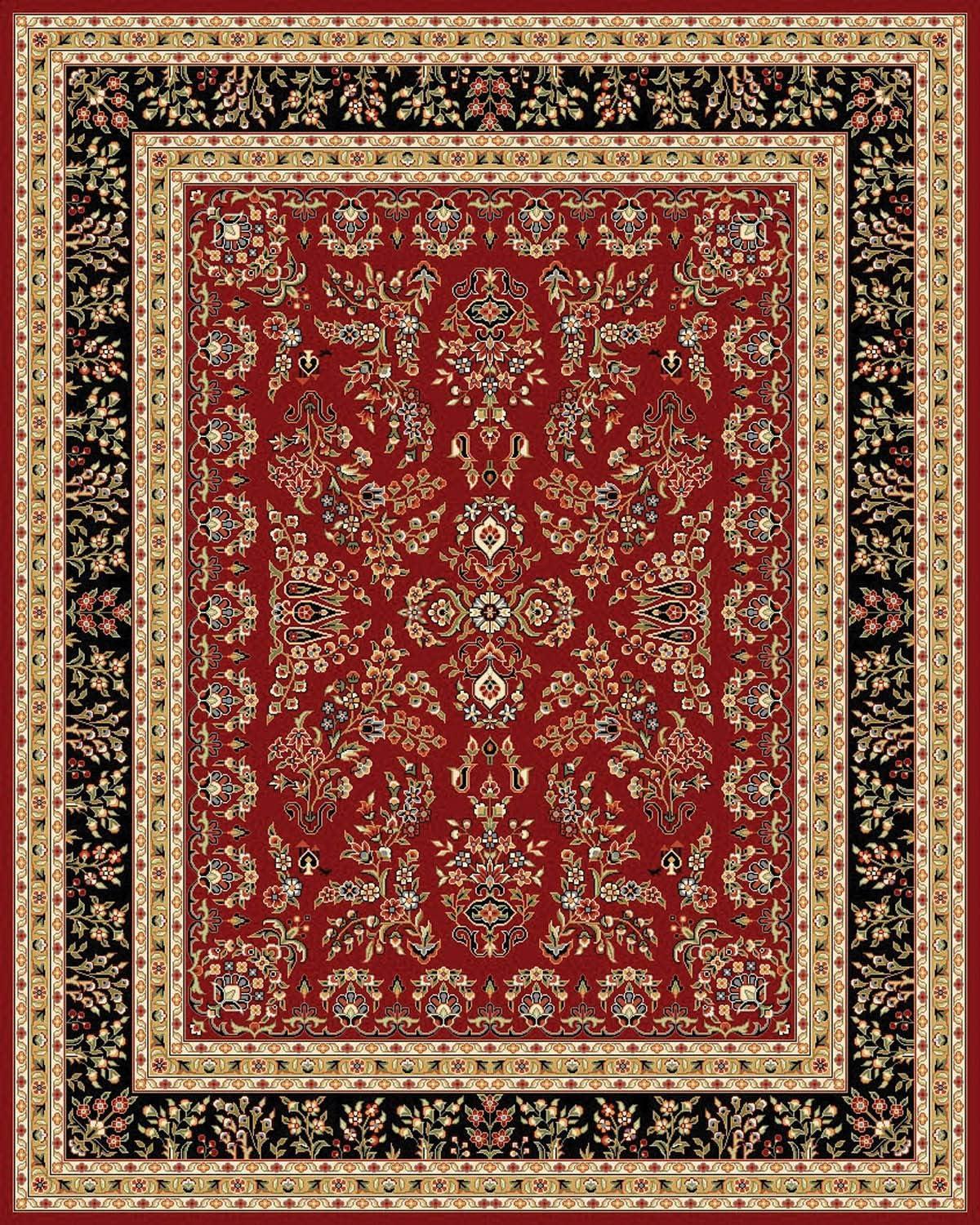 image:imageSAFAVIEH Area Rug 8x11 Lyndhurst Collection Large Ivory amp Rust Traditional Oriental Design NonShedding amp Easy to Clean Ideal for Living Room Bedroom Dining Space LNH331RRed Black