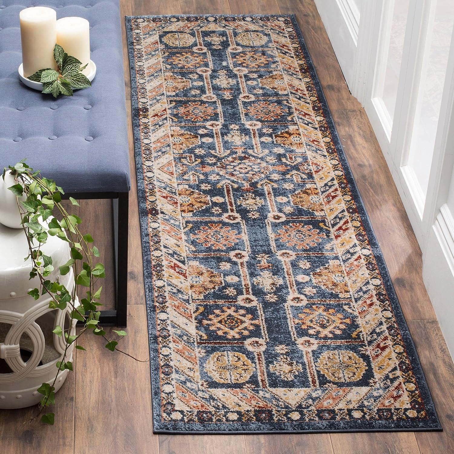 image:imageSAFAVIEH Bijar Collection Area Rug 67 x 9 Royal amp Ivory Traditional Oriental Distressed Design NonShedding amp Easy Care Ideal for High Traffic Areas in Living Room Bedroom BIJ653BRustIvory
