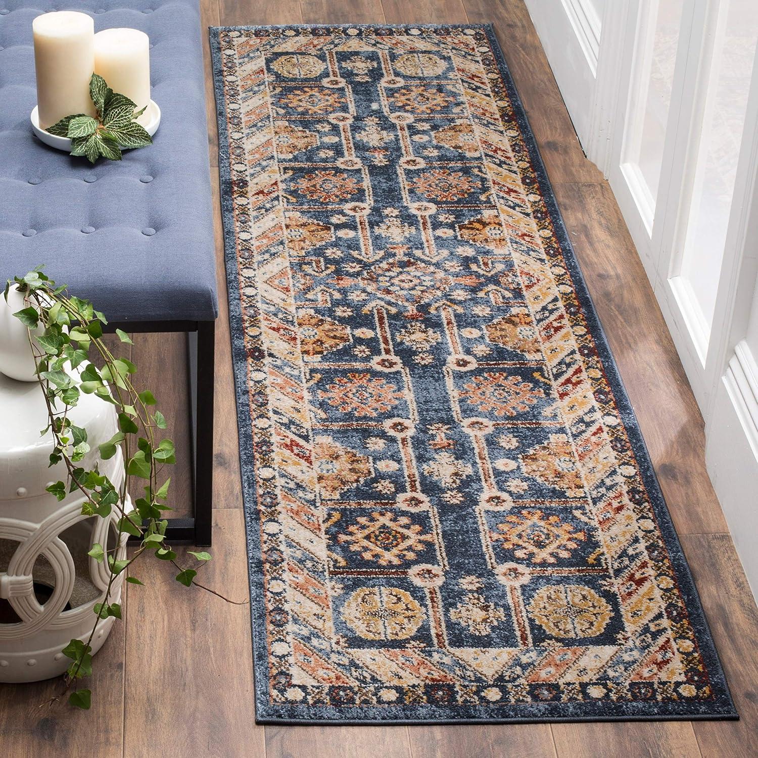 image:imageSAFAVIEH Bijar Collection Area Rug 67 x 9 Royal amp Ivory Traditional Oriental Distressed Design NonShedding amp Easy Care Ideal for High Traffic Areas in Living Room Bedroom BIJ653BRustIvory
