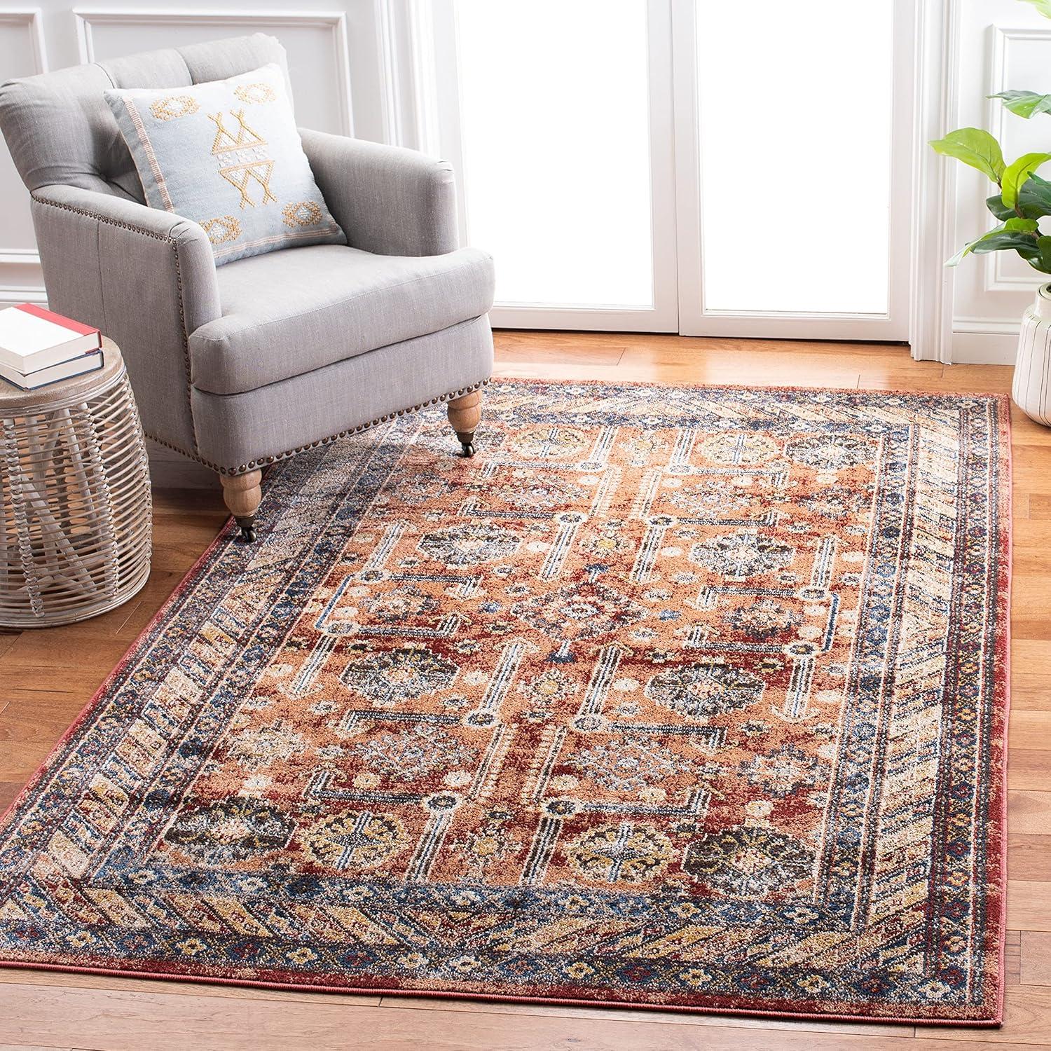 image:imageSAFAVIEH Bijar Collection Area Rug 67 x 9 Royal amp Ivory Traditional Oriental Distressed Design NonShedding amp Easy Care Ideal for High Traffic Areas in Living Room Bedroom BIJ653BRustIvory