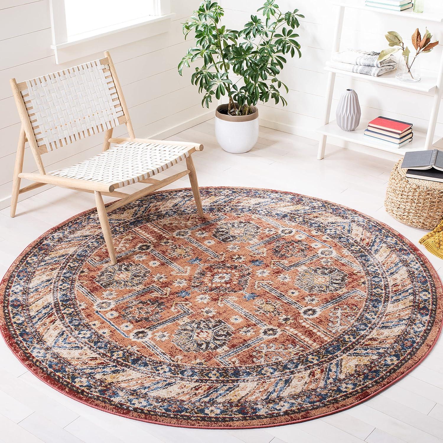 image:imageSAFAVIEH Bijar Collection Area Rug 67 x 9 Royal amp Ivory Traditional Oriental Distressed Design NonShedding amp Easy Care Ideal for High Traffic Areas in Living Room Bedroom BIJ653BRustIvory