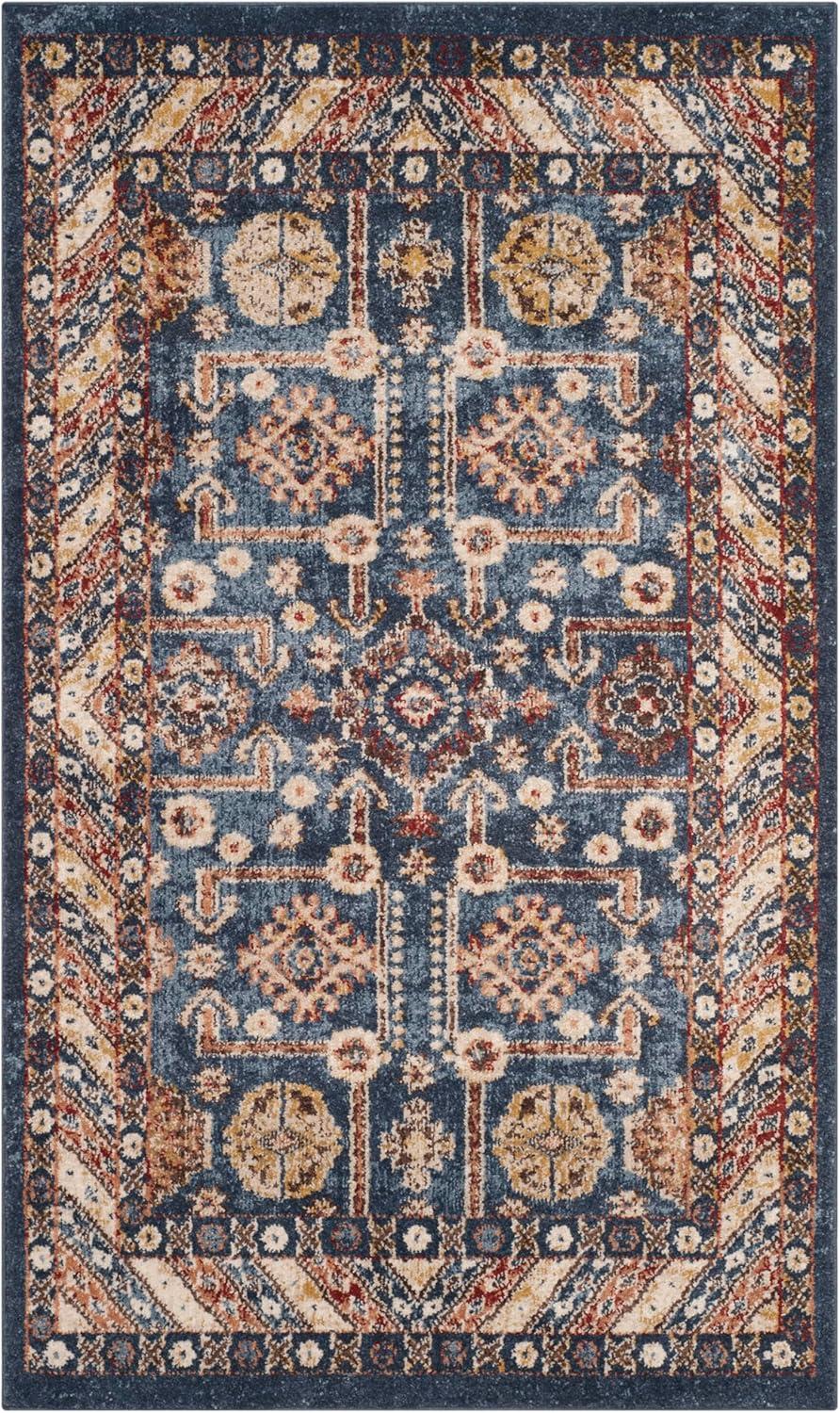 image:imageSAFAVIEH Bijar Collection Area Rug 67 x 9 Royal amp Ivory Traditional Oriental Distressed Design NonShedding amp Easy Care Ideal for High Traffic Areas in Living Room Bedroom BIJ653BRoyalIvory