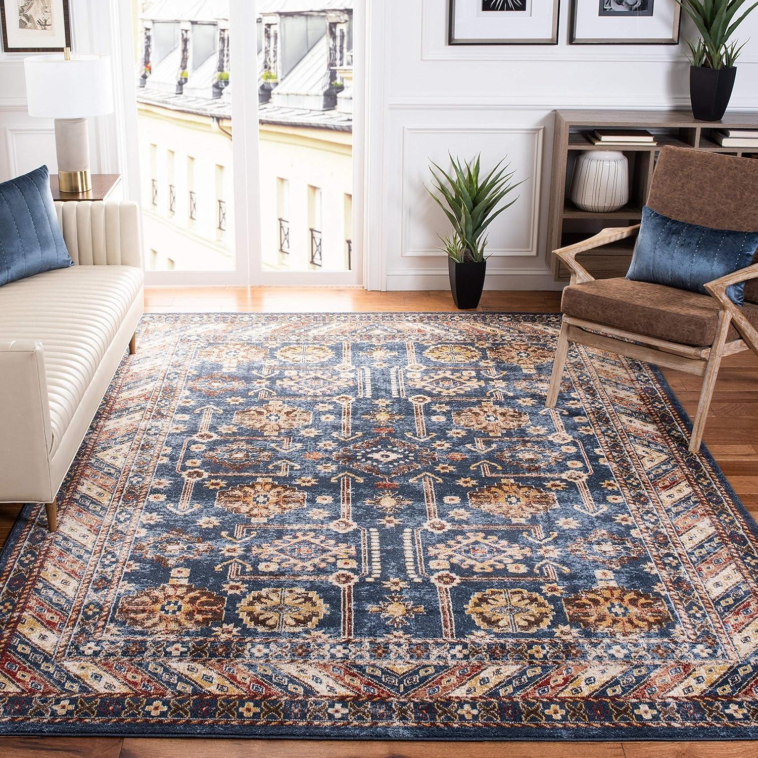 image:imageSAFAVIEH Bijar Collection Area Rug 67 x 9 Royal amp Ivory Traditional Oriental Distressed Design NonShedding amp Easy Care Ideal for High Traffic Areas in Living Room Bedroom BIJ653BRustIvory