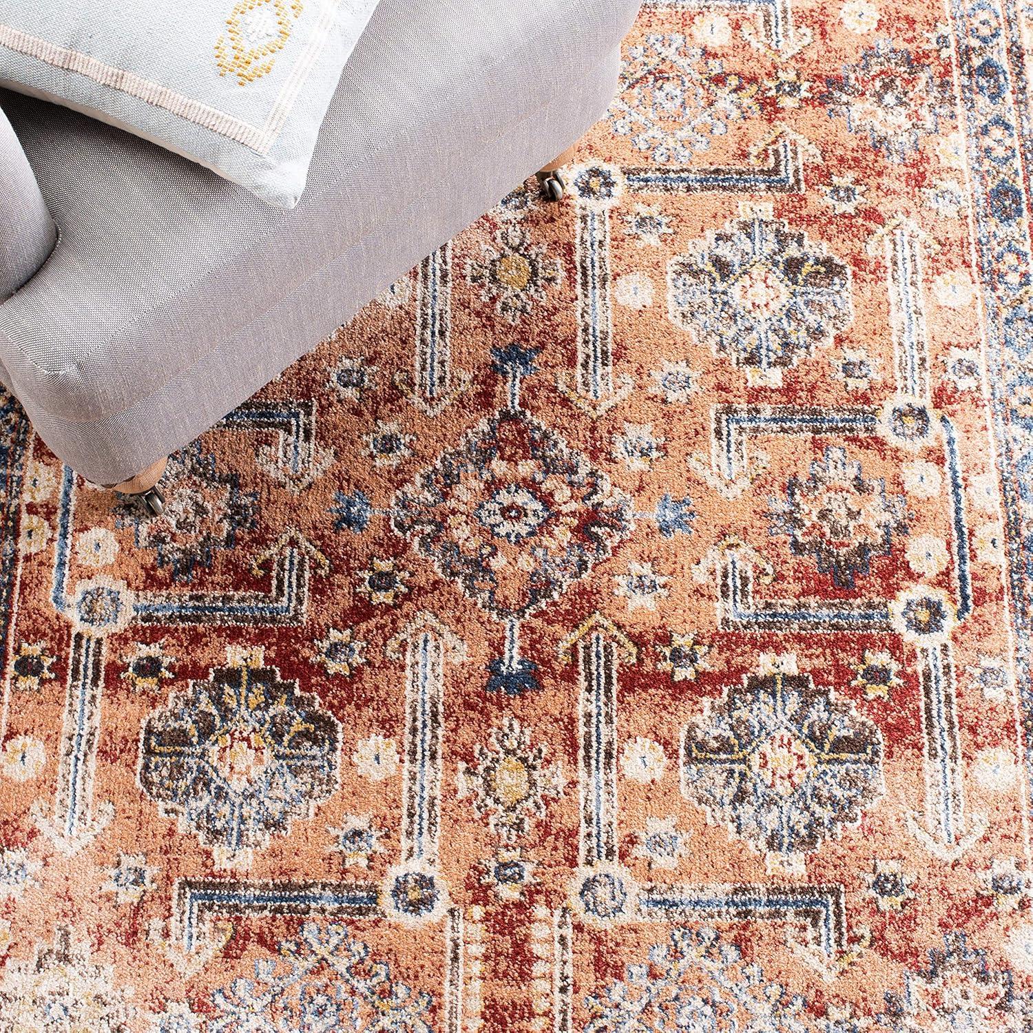 image:imageSAFAVIEH Bijar Collection Area Rug 67 x 9 Royal amp Ivory Traditional Oriental Distressed Design NonShedding amp Easy Care Ideal for High Traffic Areas in Living Room Bedroom BIJ653BRustIvory