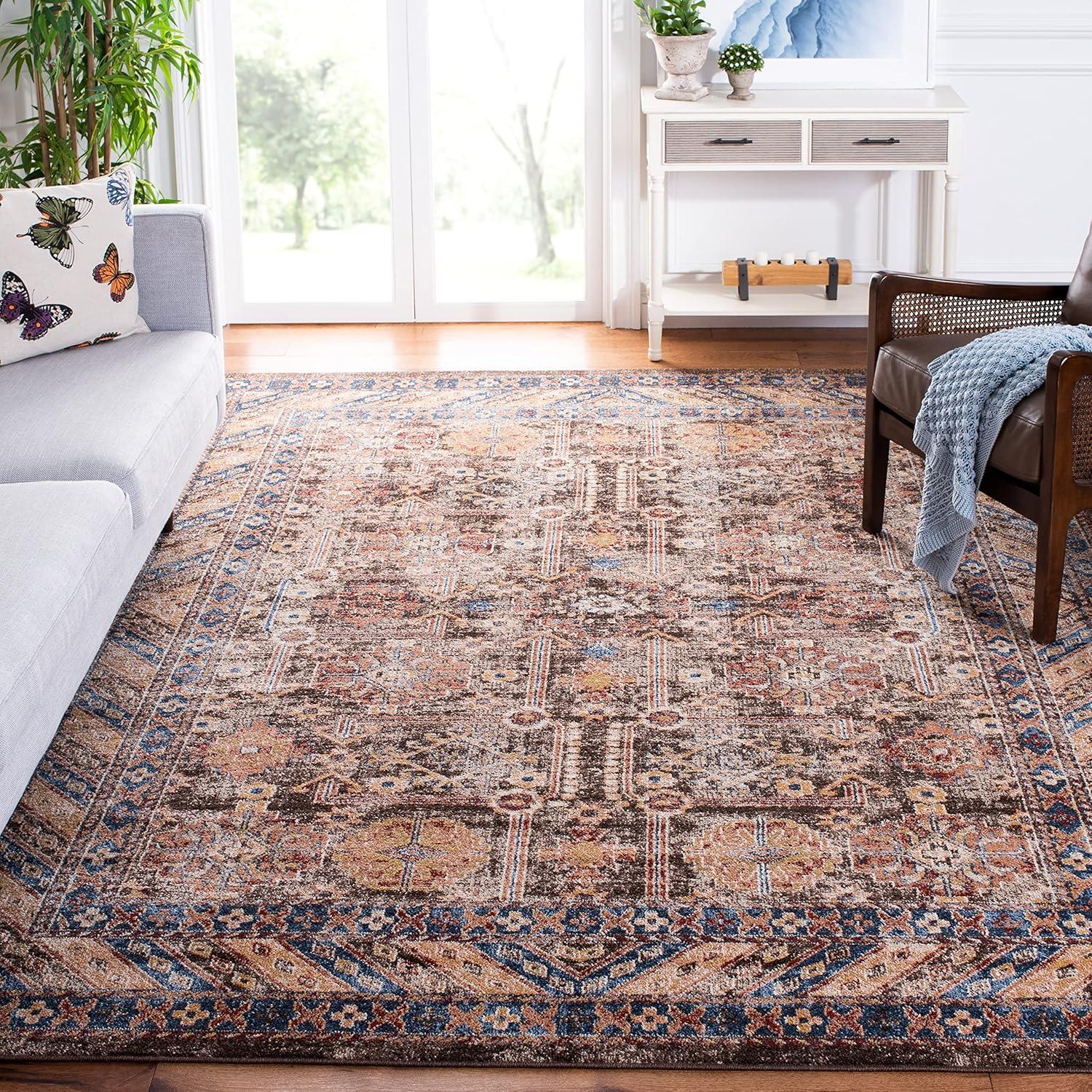 image:imageSAFAVIEH Bijar Collection Area Rug 67 x 9 Royal amp Ivory Traditional Oriental Distressed Design NonShedding amp Easy Care Ideal for High Traffic Areas in Living Room Bedroom BIJ653BBrownIvory