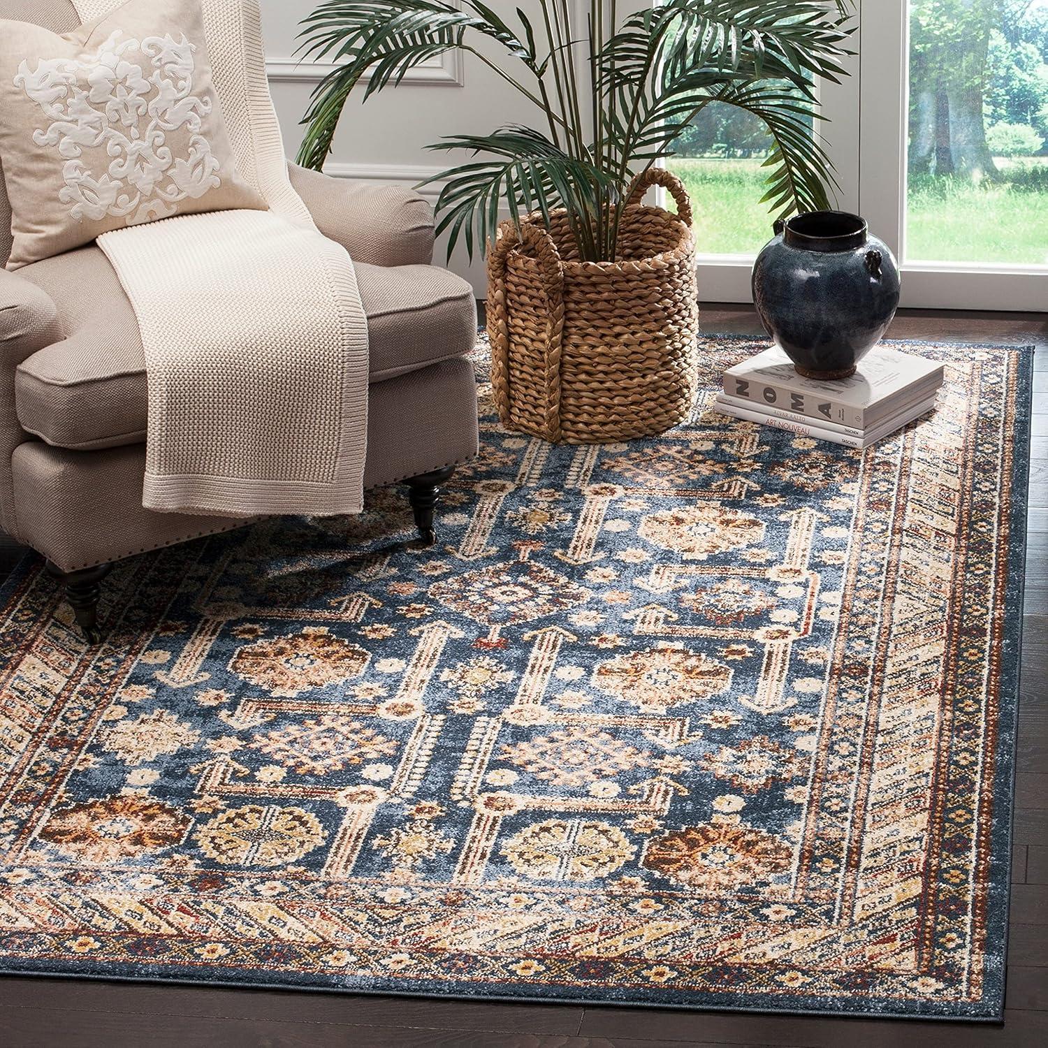 image:imageSAFAVIEH Bijar Collection Area Rug 67 x 9 Royal amp Ivory Traditional Oriental Distressed Design NonShedding amp Easy Care Ideal for High Traffic Areas in Living Room Bedroom BIJ653BRustIvory