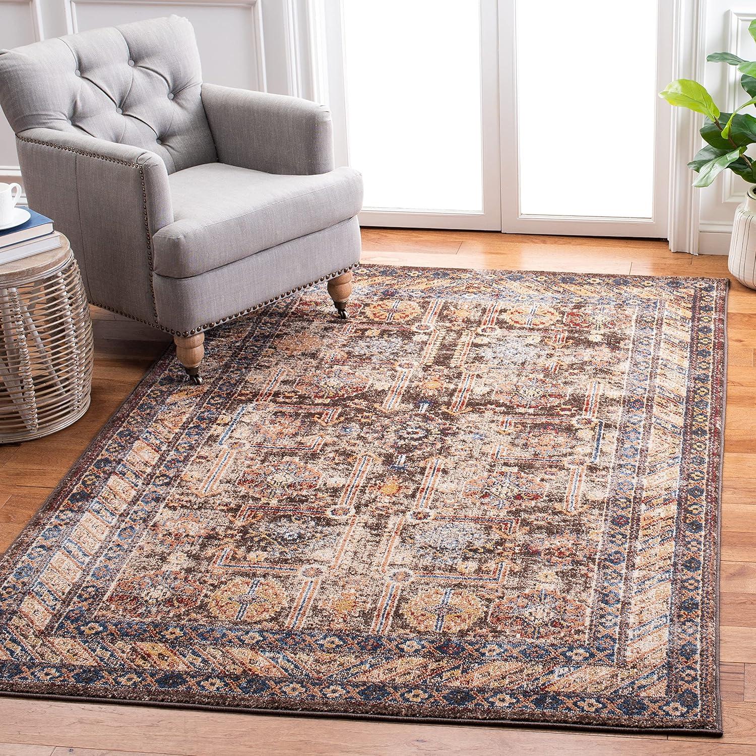 image:imageSAFAVIEH Bijar Collection Area Rug 67 x 9 Royal amp Ivory Traditional Oriental Distressed Design NonShedding amp Easy Care Ideal for High Traffic Areas in Living Room Bedroom BIJ653BBrownIvory