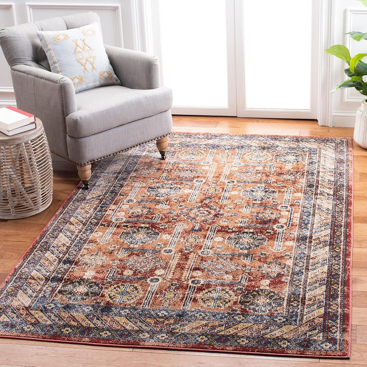 image:imageSAFAVIEH Bijar Collection Area Rug 67 x 9 Royal amp Ivory Traditional Oriental Distressed Design NonShedding amp Easy Care Ideal for High Traffic Areas in Living Room Bedroom BIJ653BRustIvory
