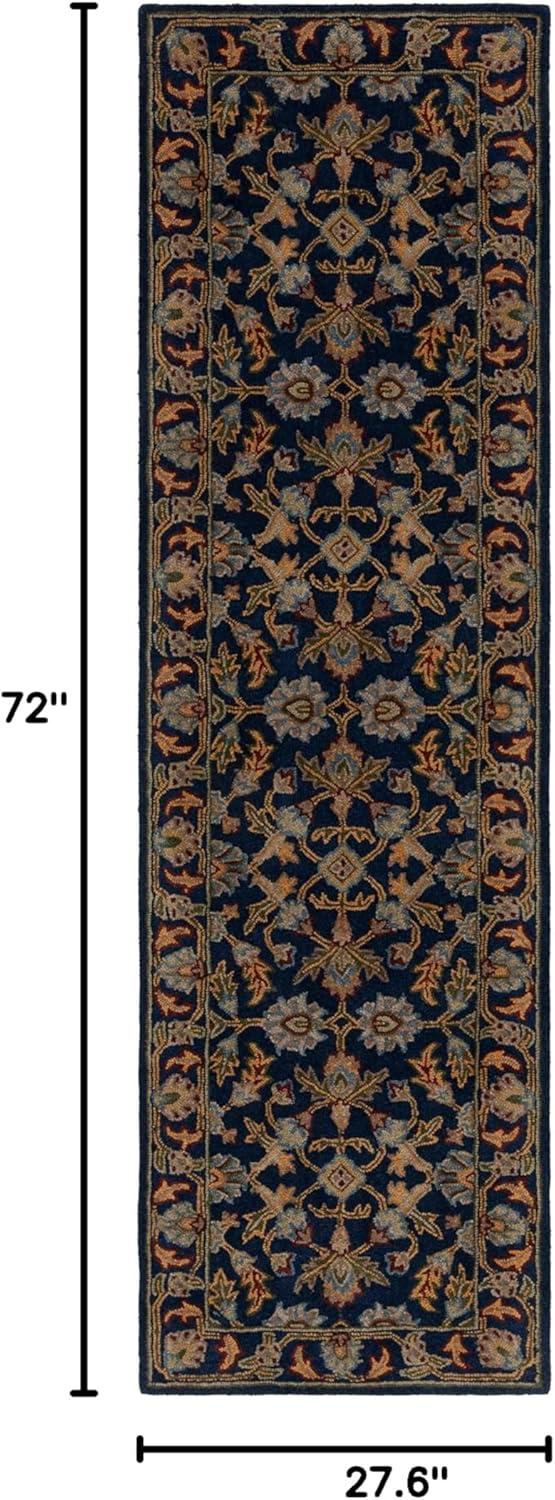 image:imageSAFAVIEH Blossom Collection 8 x 10 Navy BLM219A Handmade Premium Wool Area RugNavy