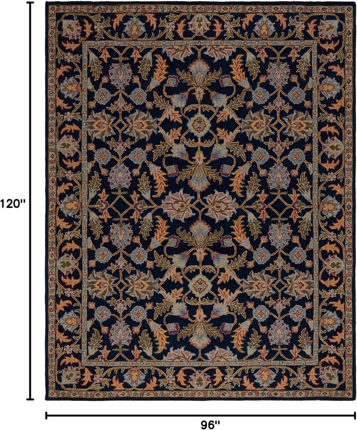 image:imageSAFAVIEH Blossom Collection 8 x 10 Navy BLM219A Handmade Premium Wool Area RugNavy
