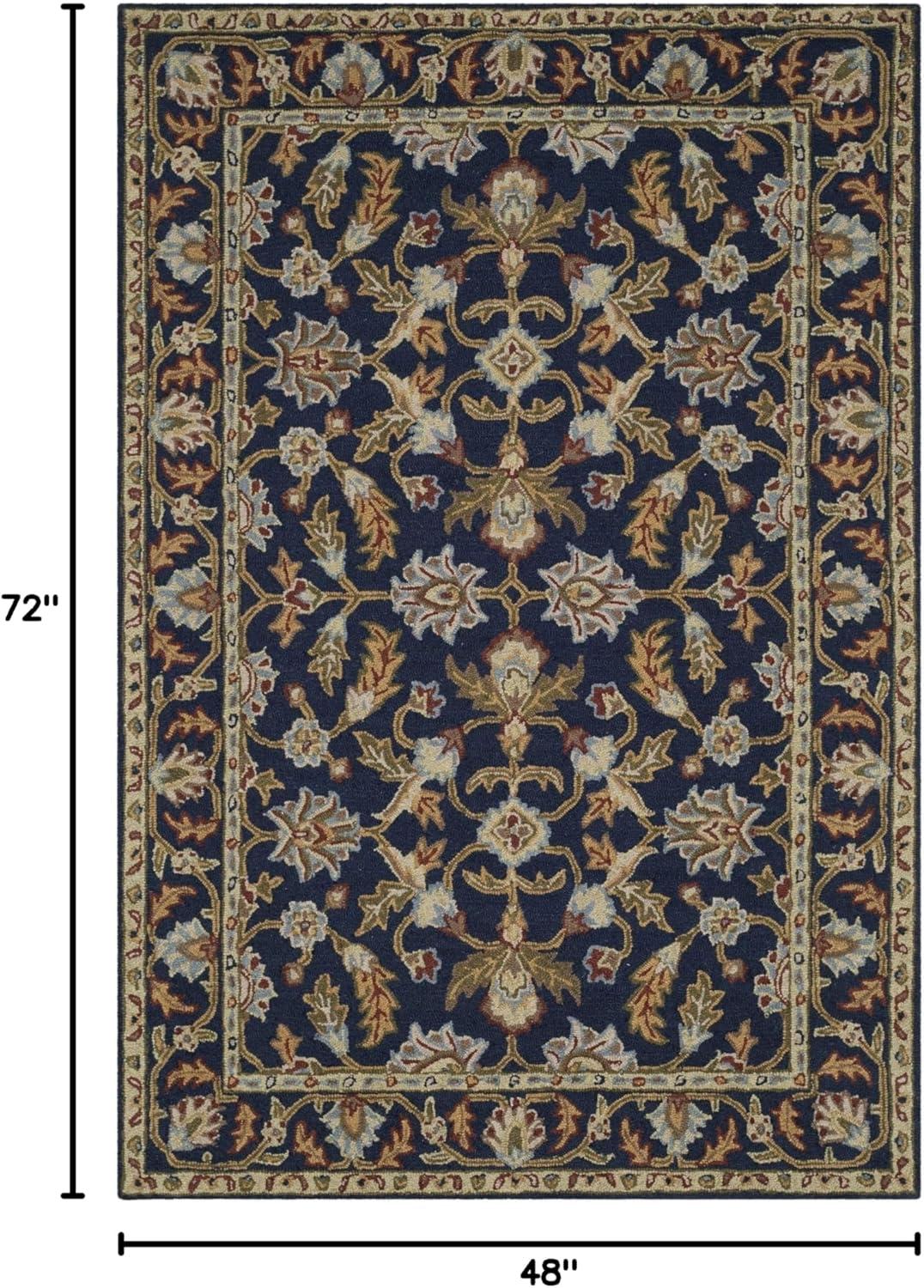 image:imageSAFAVIEH Blossom Collection 8 x 10 Navy BLM219A Handmade Premium Wool Area RugNavy