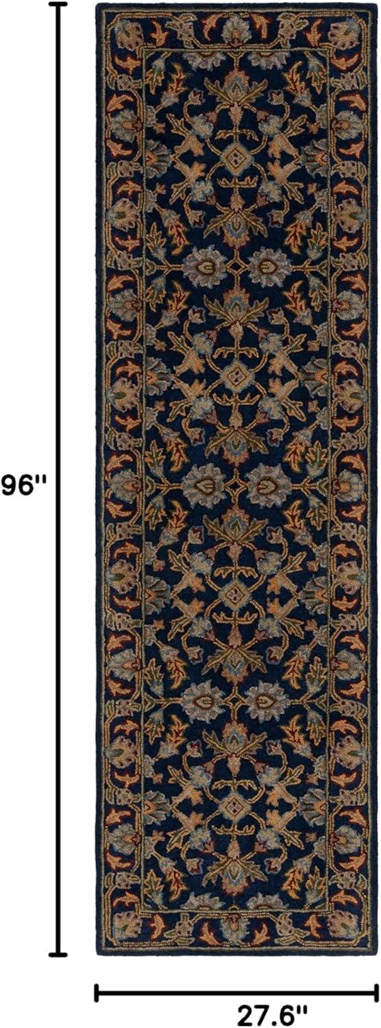 image:imageSAFAVIEH Blossom Collection 8 x 10 Navy BLM219A Handmade Premium Wool Area RugNavy