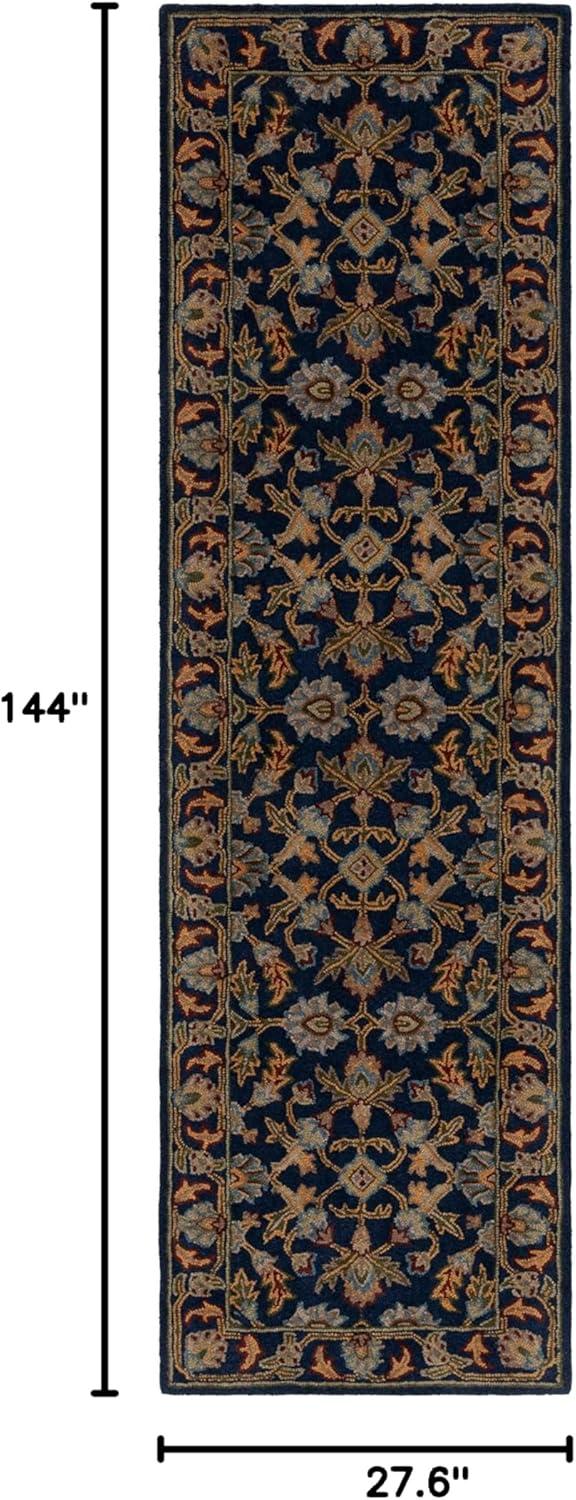 image:imageSAFAVIEH Blossom Collection 8 x 10 Navy BLM219A Handmade Premium Wool Area RugNavy