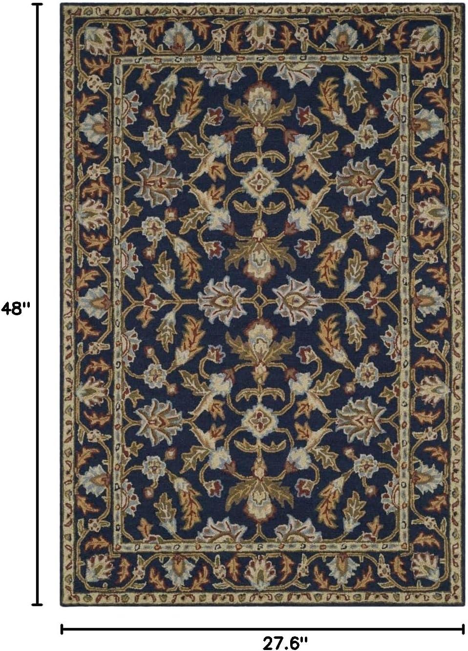 image:imageSAFAVIEH Blossom Collection 8 x 10 Navy BLM219A Handmade Premium Wool Area RugNavy