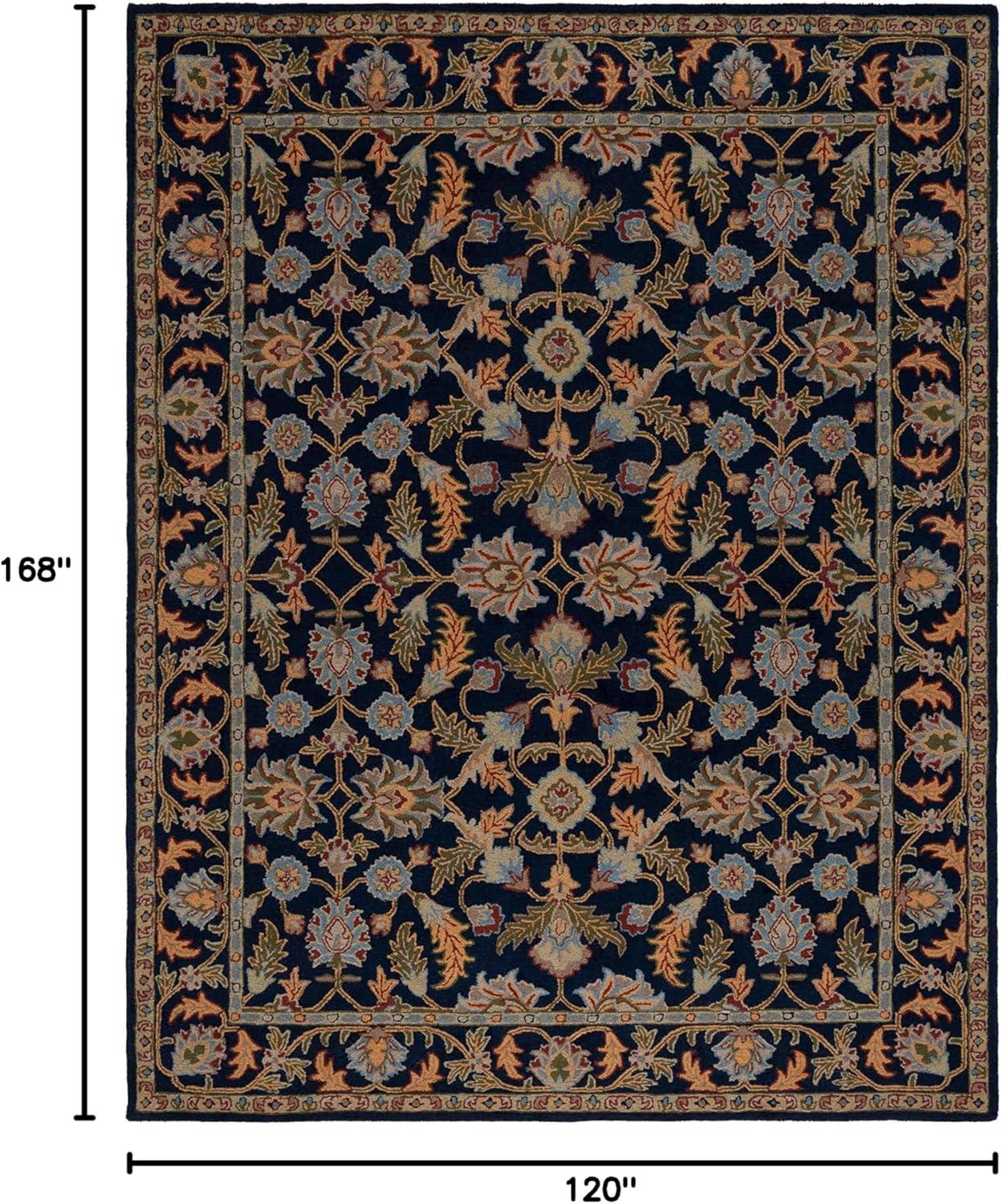 image:imageSAFAVIEH Blossom Collection 8 x 10 Navy BLM219A Handmade Premium Wool Area RugNavy