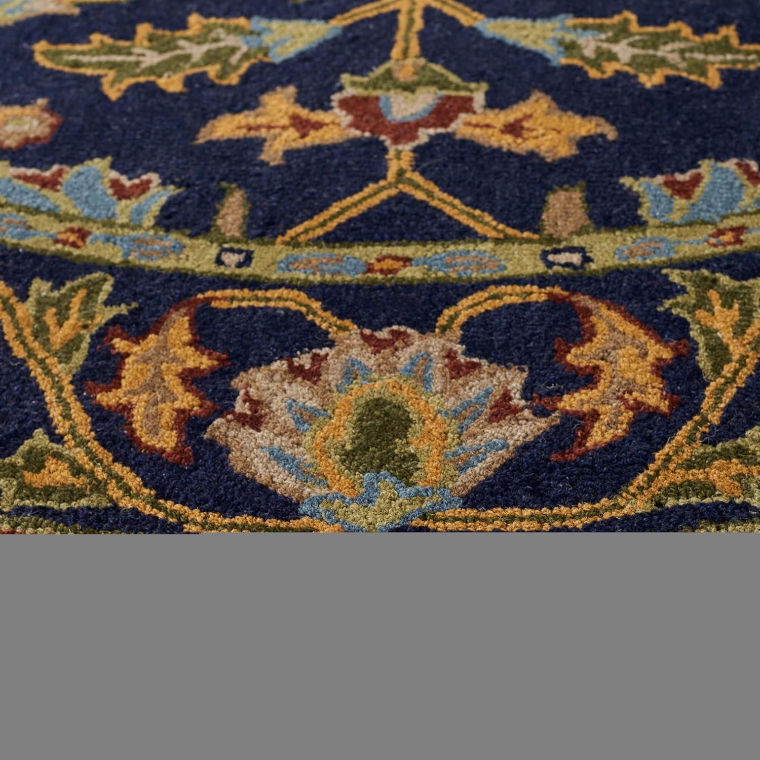 image:imageSAFAVIEH Blossom Collection 8 x 10 Navy BLM219A Handmade Premium Wool Area RugNavy