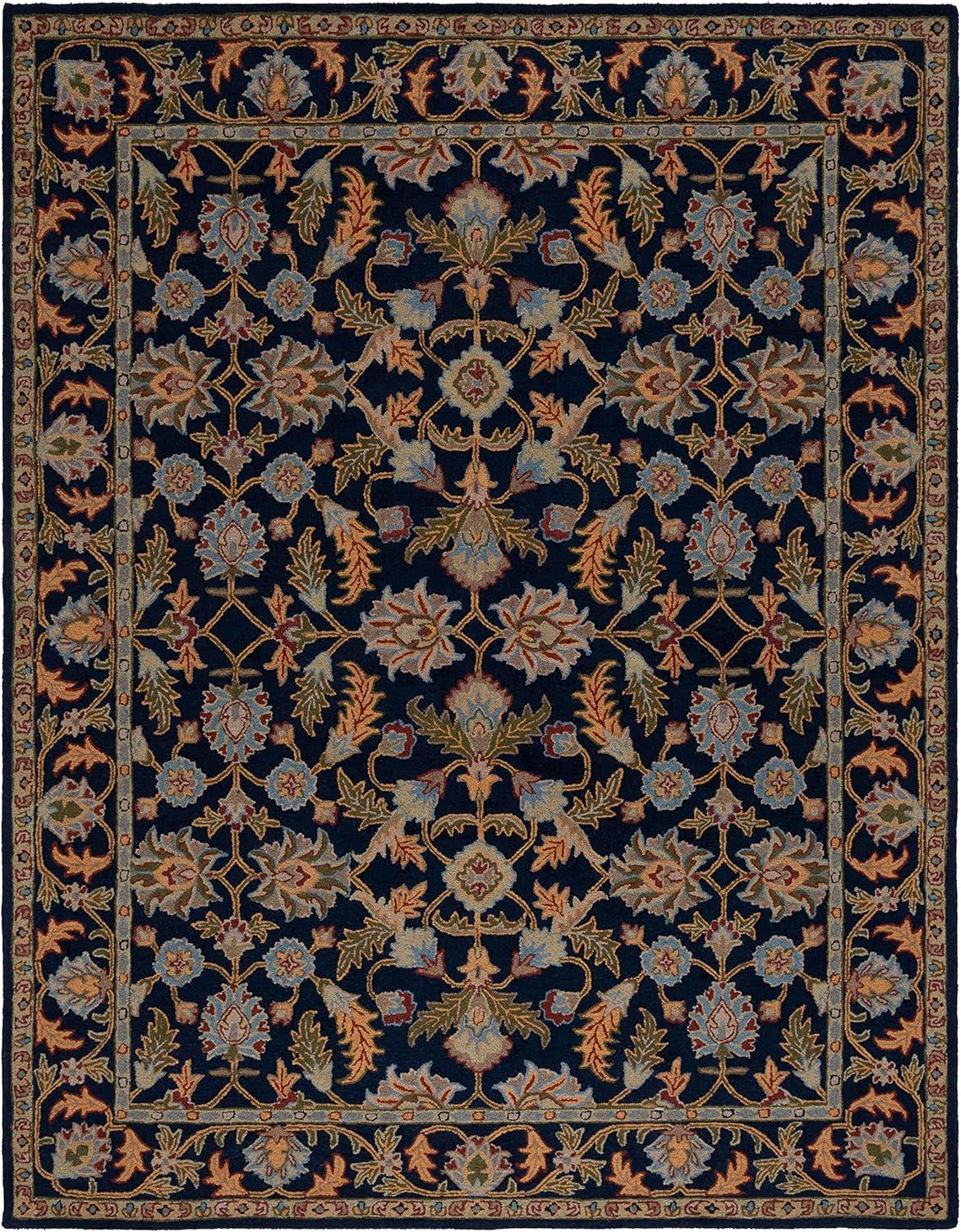 image:imageSAFAVIEH Blossom Collection 8 x 10 Navy BLM219A Handmade Premium Wool Area RugNavy