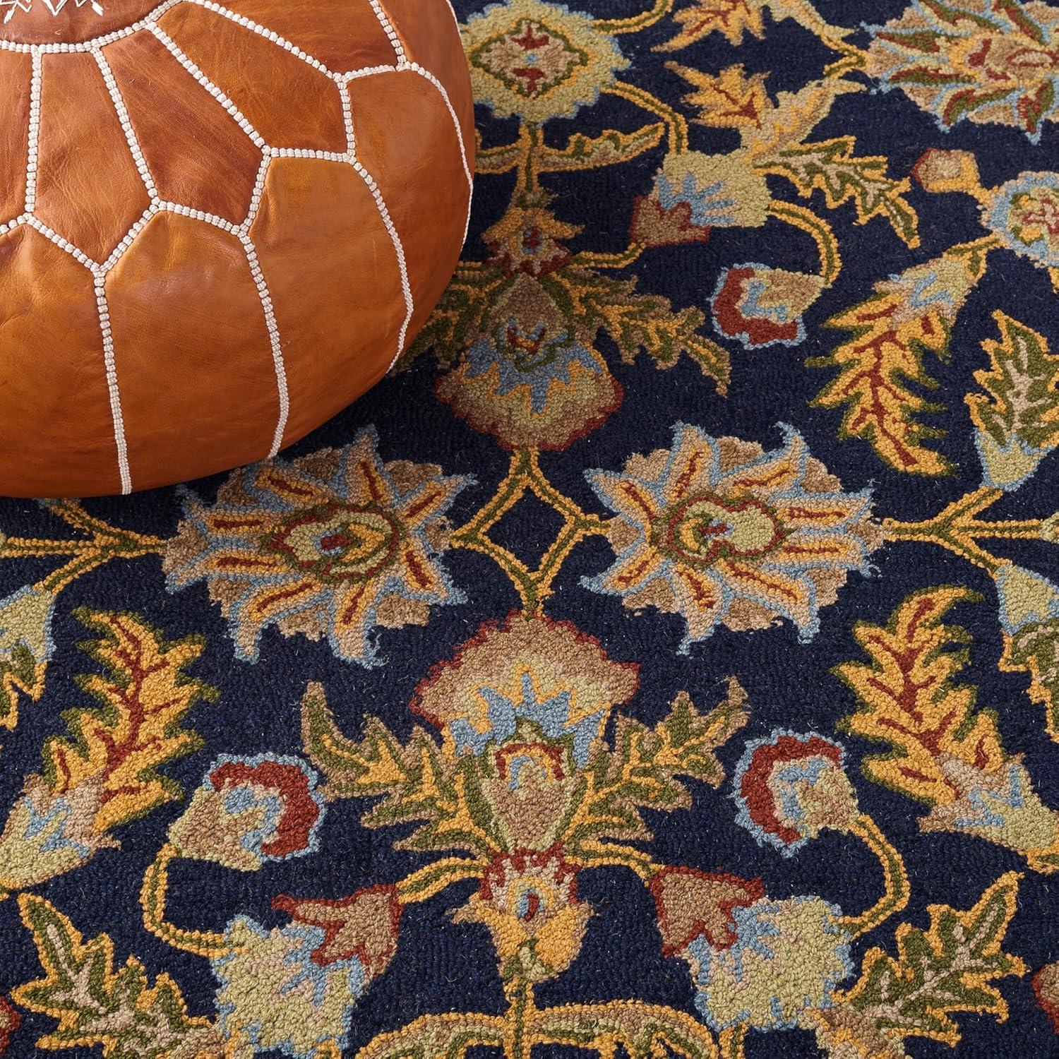 image:imageSAFAVIEH Blossom Collection 8 x 10 Navy BLM219A Handmade Premium Wool Area RugNavy