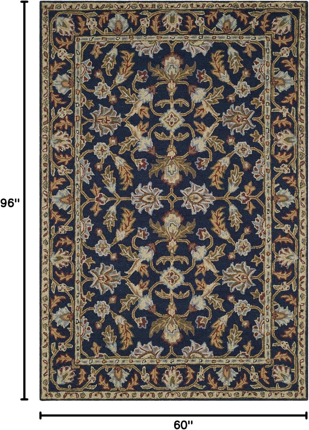 image:imageSAFAVIEH Blossom Collection 8 x 10 Navy BLM219A Handmade Premium Wool Area RugNavy
