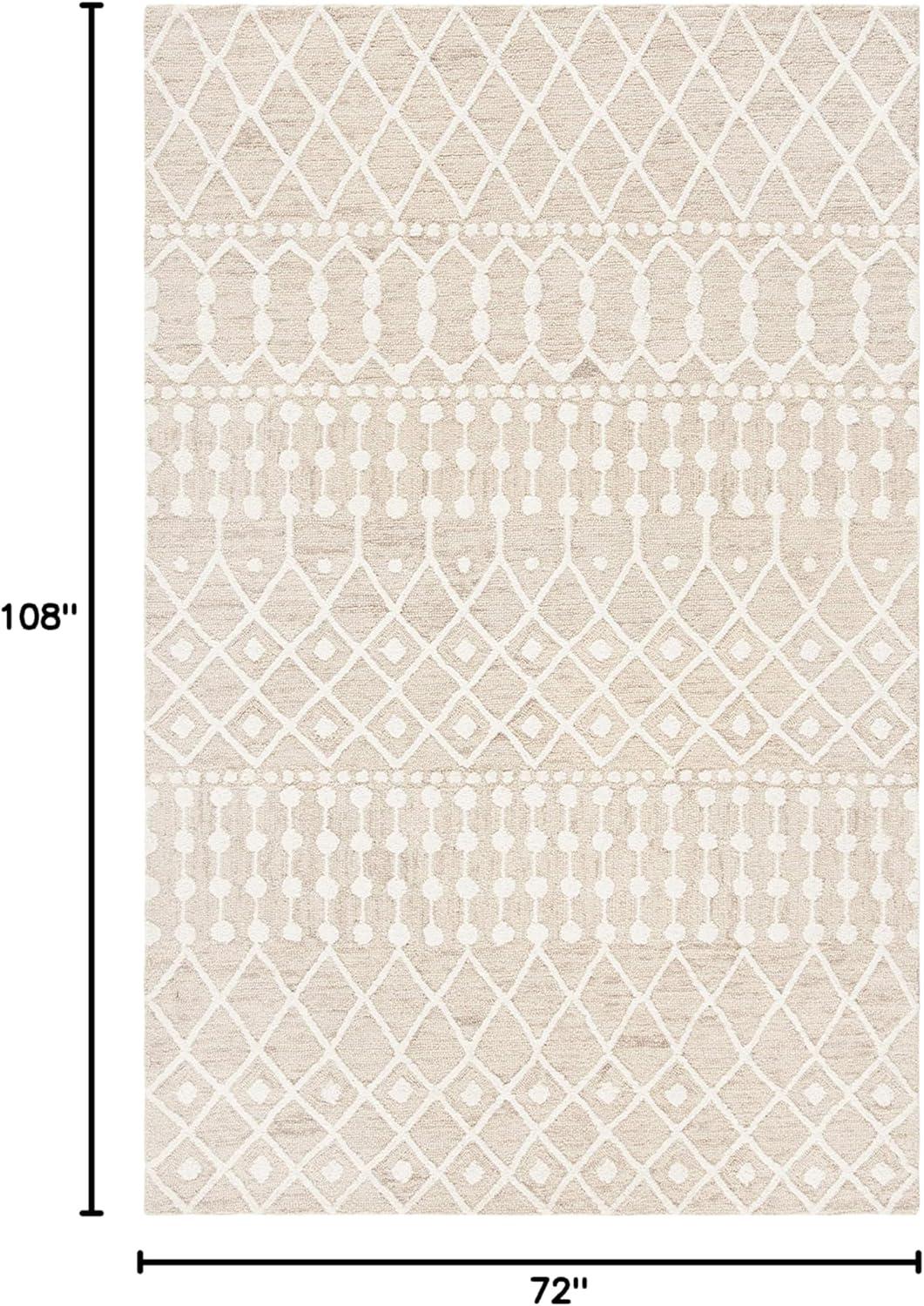 image:imageSAFAVIEH Blossom Collection Area Rug 6 Square Beige amp Ivory Handmade Moroccan Wool Ideal for High Traffic Areas in Living Room Bedroom BLM115BBeigeIvory