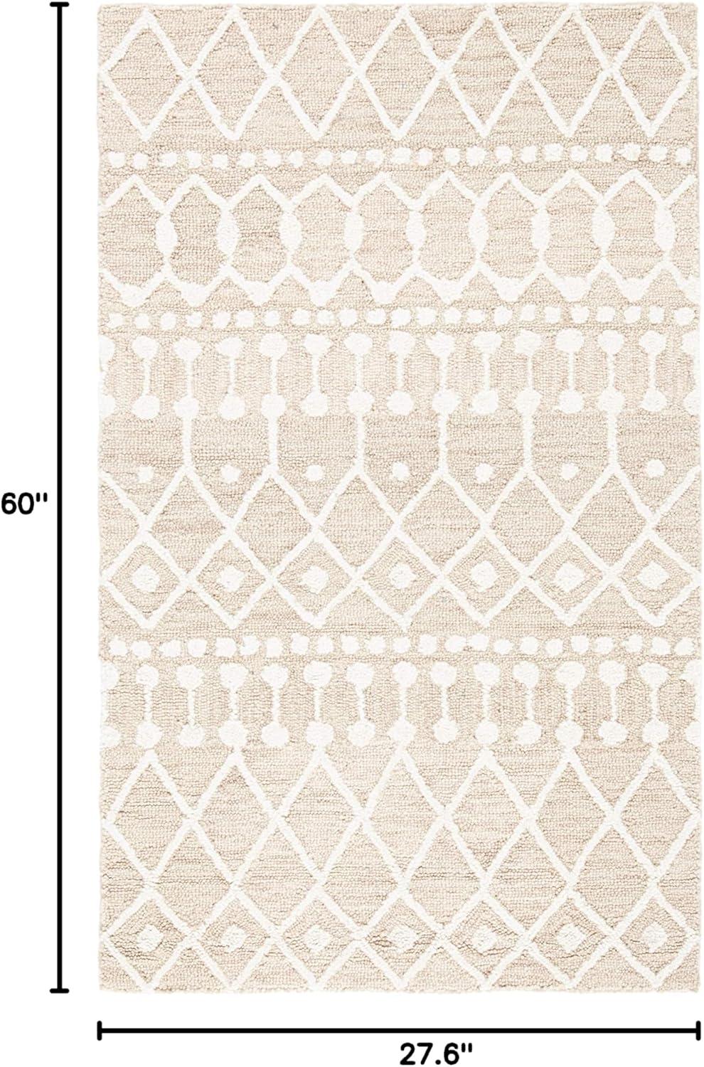 image:imageSAFAVIEH Blossom Collection Area Rug 6 Square Beige amp Ivory Handmade Moroccan Wool Ideal for High Traffic Areas in Living Room Bedroom BLM115BBeigeIvory