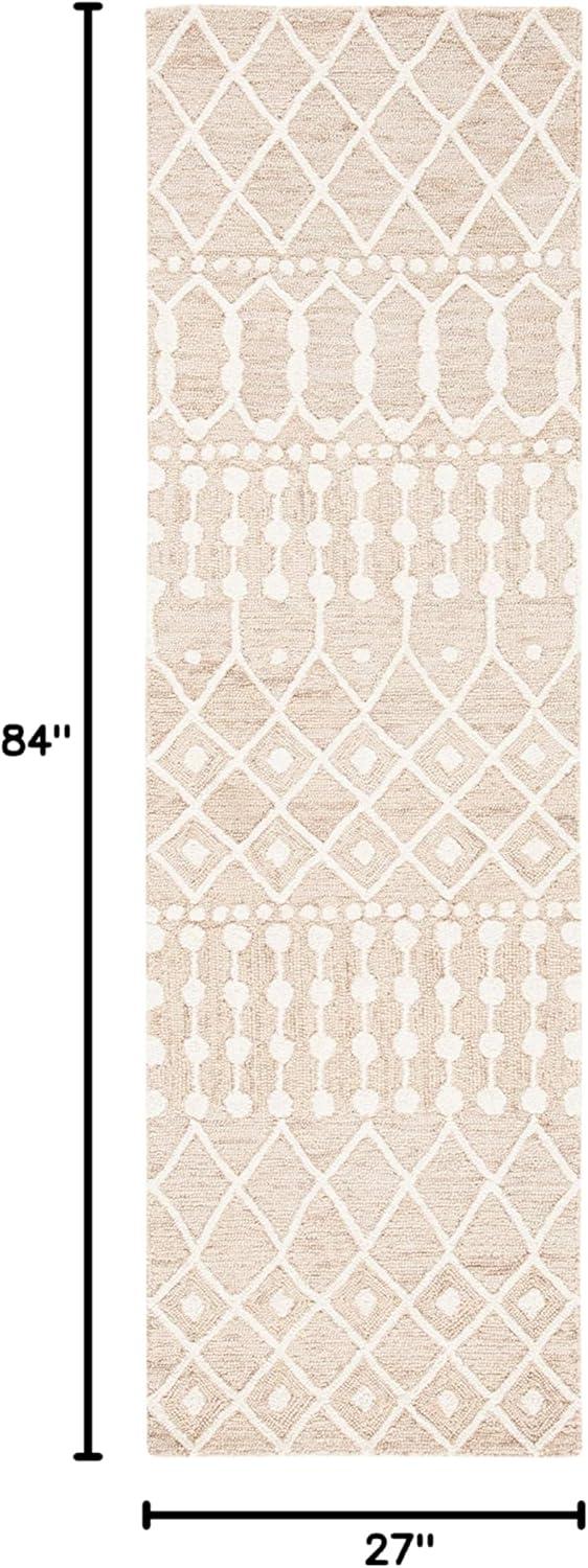 image:imageSAFAVIEH Blossom Collection Area Rug 6 Square Beige amp Ivory Handmade Moroccan Wool Ideal for High Traffic Areas in Living Room Bedroom BLM115BBeigeIvory