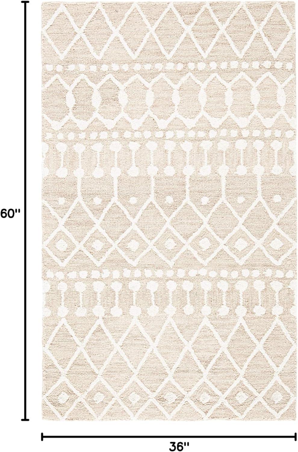 image:imageSAFAVIEH Blossom Collection Area Rug 6 Square Beige amp Ivory Handmade Moroccan Wool Ideal for High Traffic Areas in Living Room Bedroom BLM115BBeigeIvory