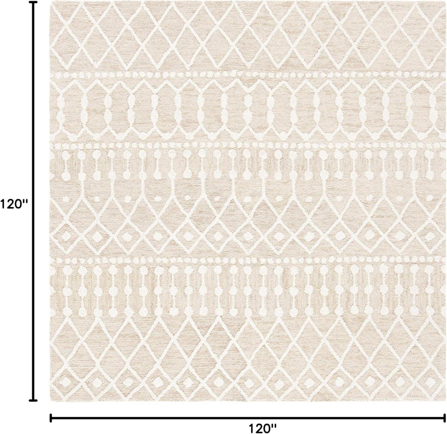 image:imageSAFAVIEH Blossom Collection Area Rug 6 Square Beige amp Ivory Handmade Moroccan Wool Ideal for High Traffic Areas in Living Room Bedroom BLM115BBeigeIvory