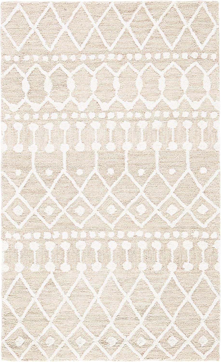image:imageSAFAVIEH Blossom Collection Area Rug 6 Square Beige amp Ivory Handmade Moroccan Wool Ideal for High Traffic Areas in Living Room Bedroom BLM115BBeigeIvory