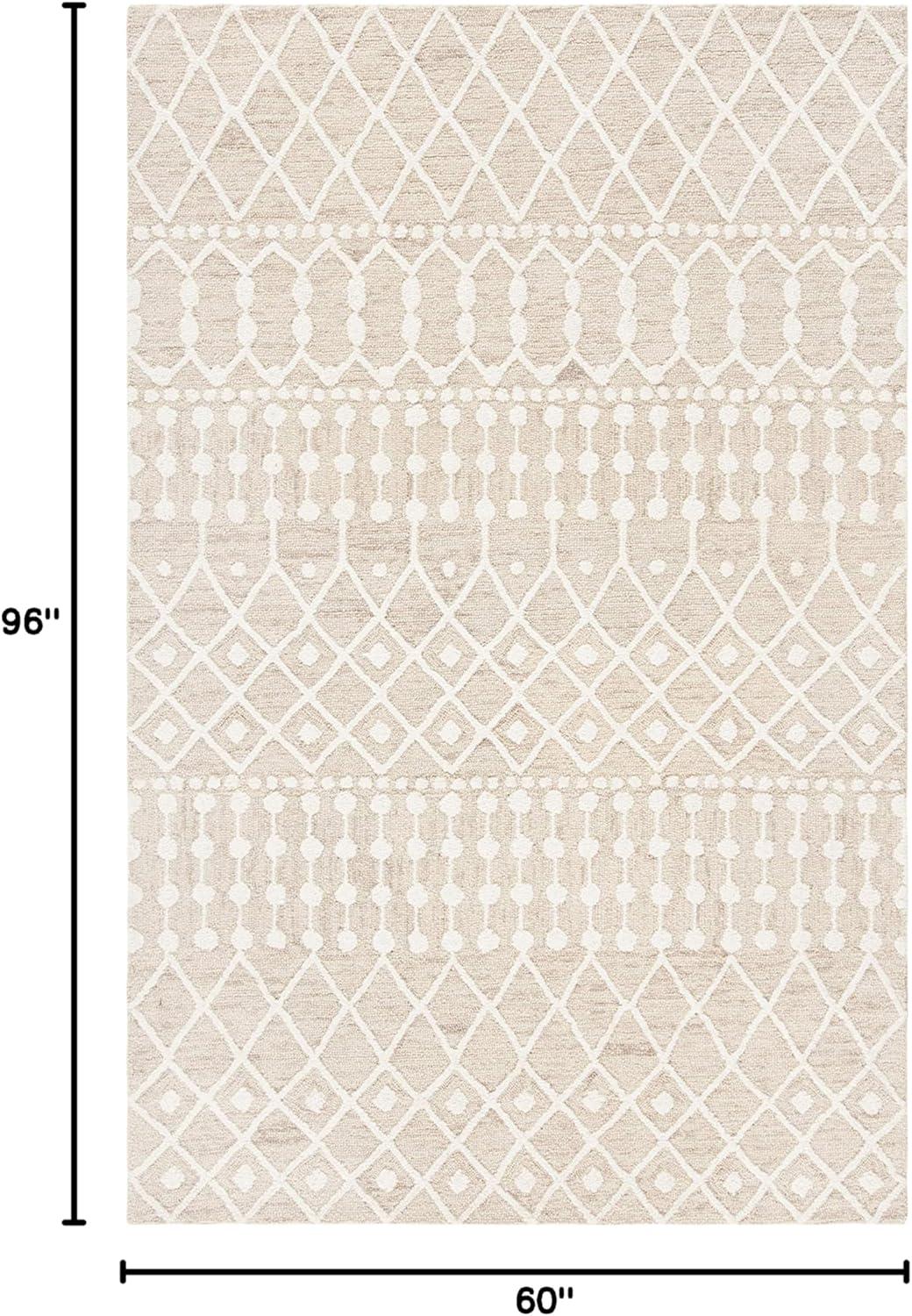 image:imageSAFAVIEH Blossom Collection Area Rug 6 Square Beige amp Ivory Handmade Moroccan Wool Ideal for High Traffic Areas in Living Room Bedroom BLM115BBeigeIvory