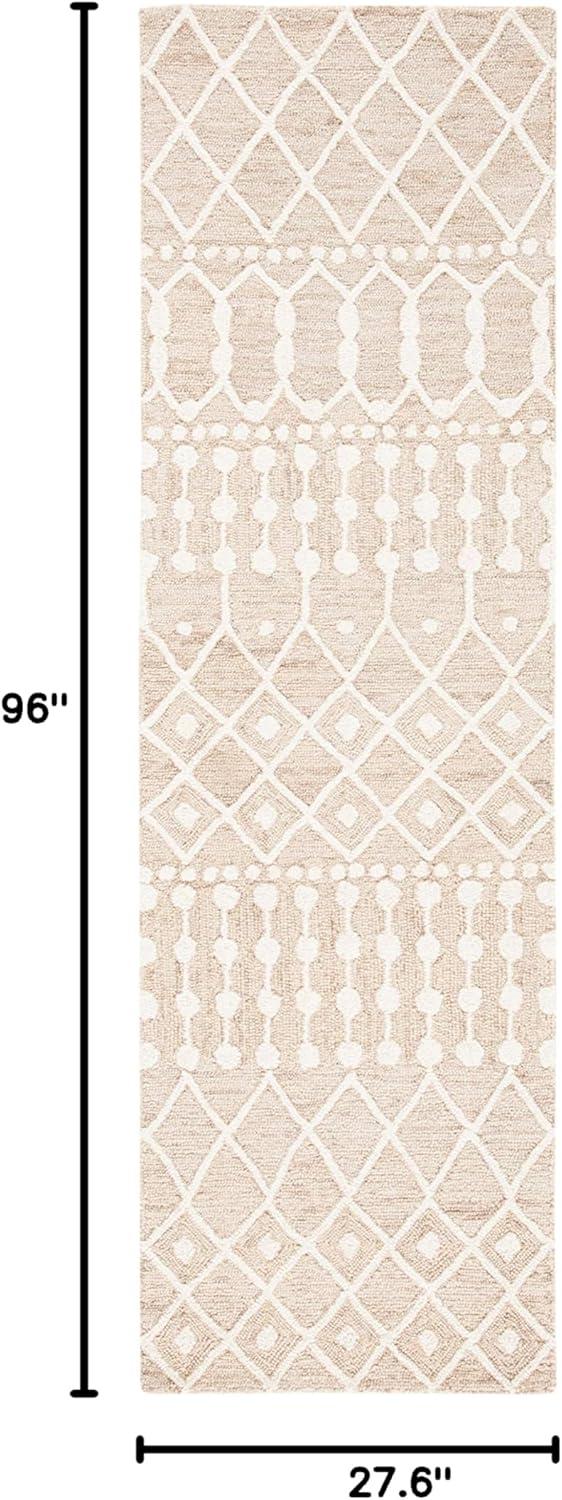 image:imageSAFAVIEH Blossom Collection Area Rug 6 Square Beige amp Ivory Handmade Moroccan Wool Ideal for High Traffic Areas in Living Room Bedroom BLM115BBeigeIvory