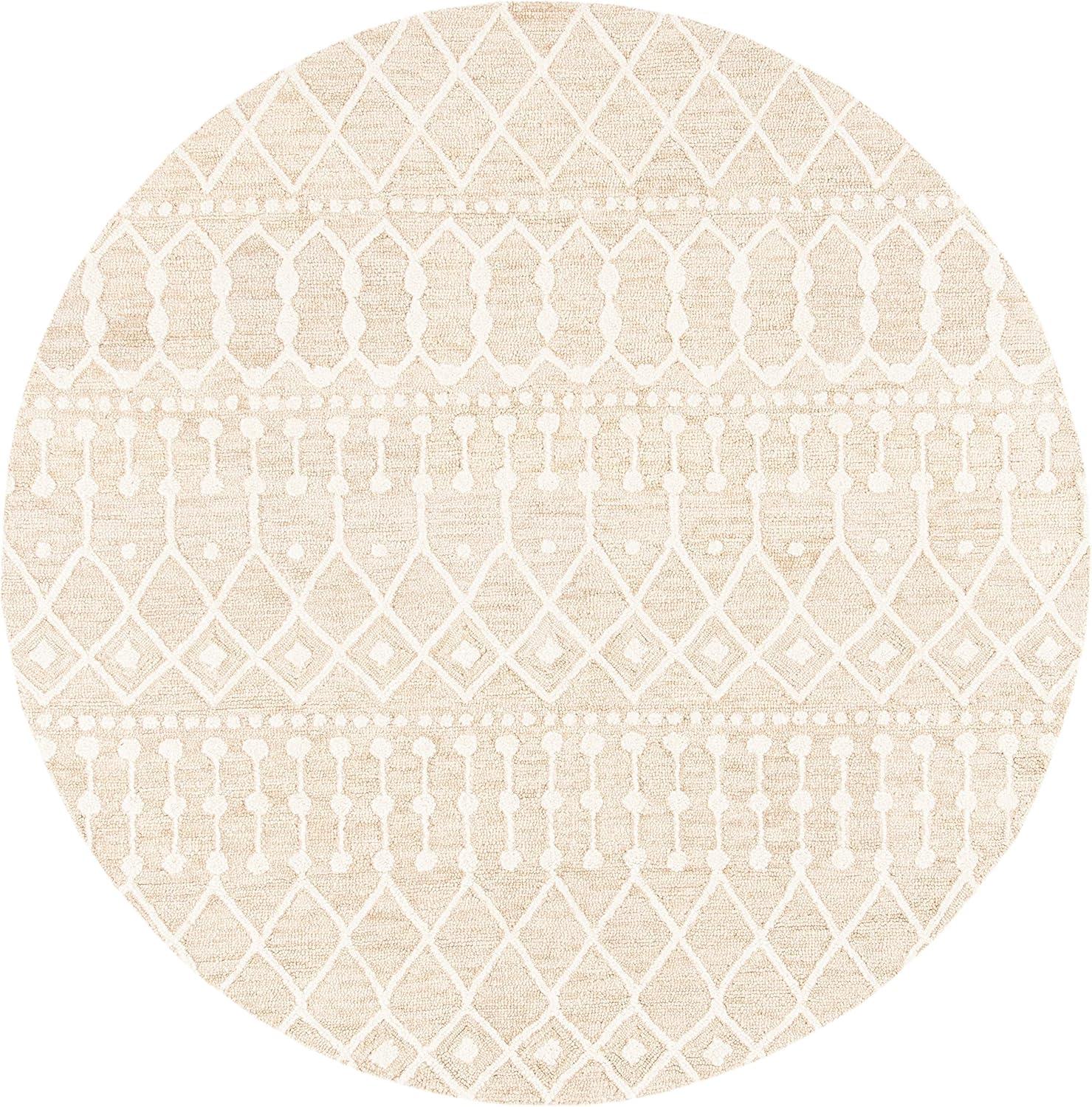 image:imageSAFAVIEH Blossom Collection Area Rug 6 Square Beige amp Ivory Handmade Moroccan Wool Ideal for High Traffic Areas in Living Room Bedroom BLM115BBeigeIvory