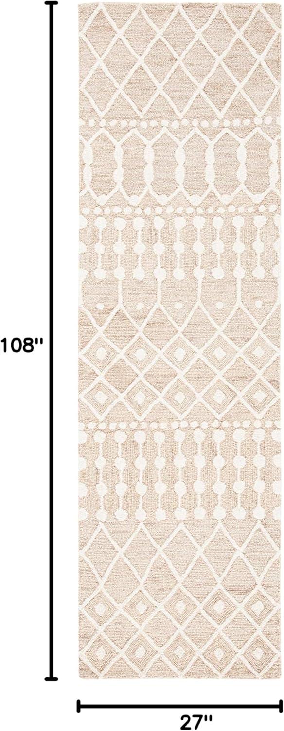 image:imageSAFAVIEH Blossom Collection Area Rug 6 Square Beige amp Ivory Handmade Moroccan Wool Ideal for High Traffic Areas in Living Room Bedroom BLM115BBeigeIvory