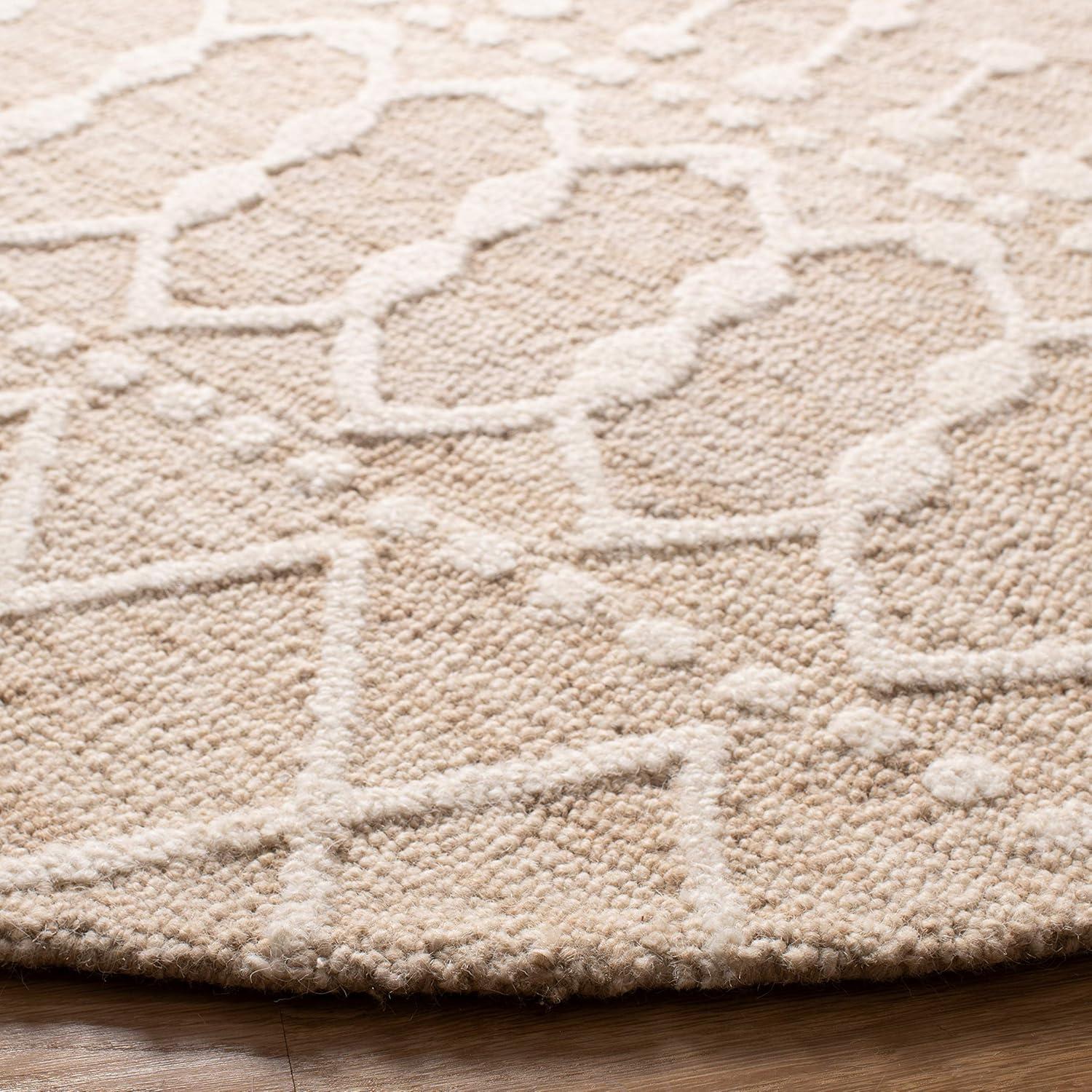 image:imageSAFAVIEH Blossom Collection Area Rug 6 Square Beige amp Ivory Handmade Moroccan Wool Ideal for High Traffic Areas in Living Room Bedroom BLM115BBeigeIvory