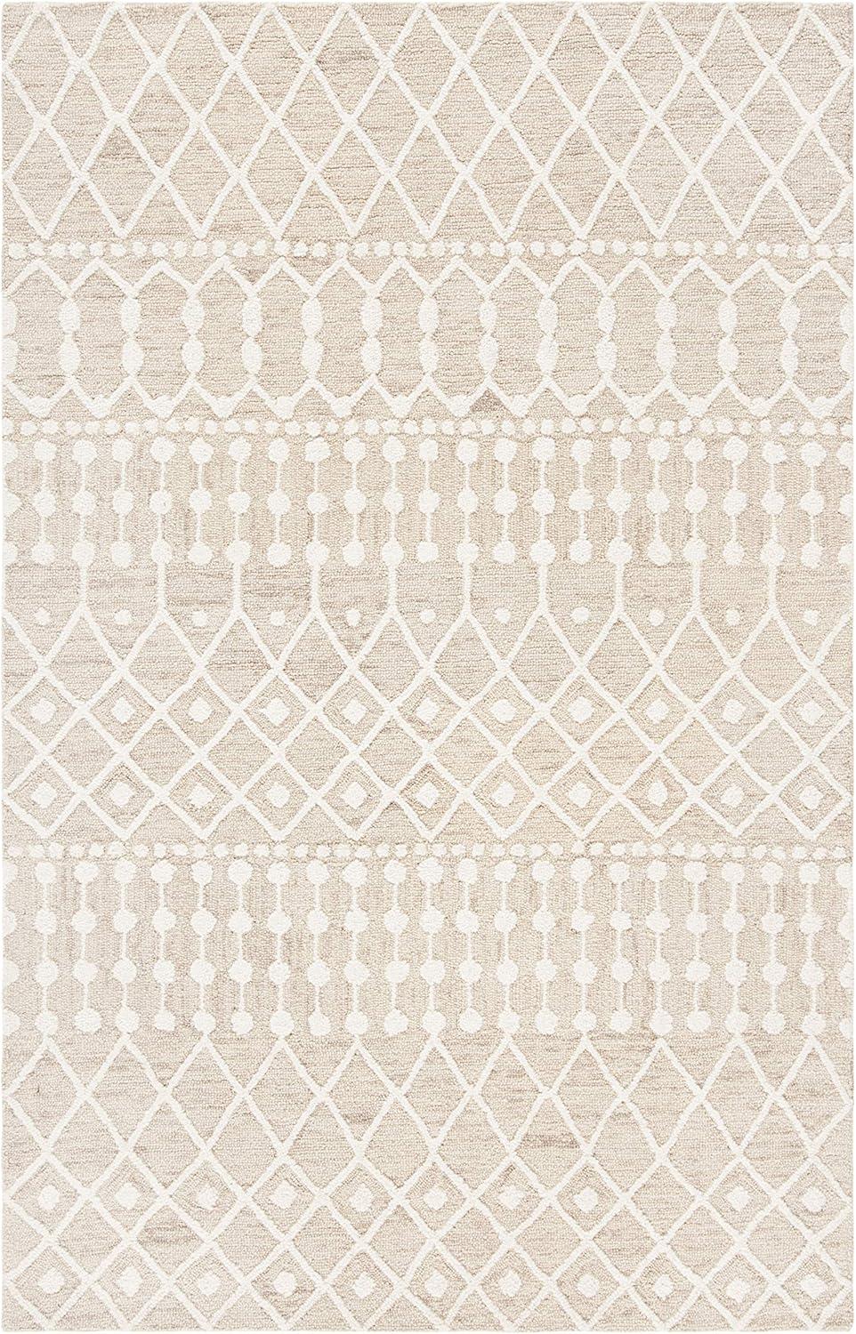 image:imageSAFAVIEH Blossom Collection Area Rug 6 Square Beige amp Ivory Handmade Moroccan Wool Ideal for High Traffic Areas in Living Room Bedroom BLM115BBeigeIvory