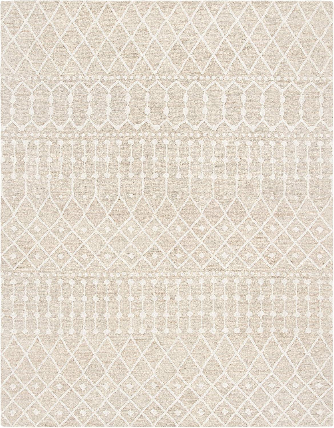 image:imageSAFAVIEH Blossom Collection Area Rug 6 Square Beige amp Ivory Handmade Moroccan Wool Ideal for High Traffic Areas in Living Room Bedroom BLM115BBeigeIvory