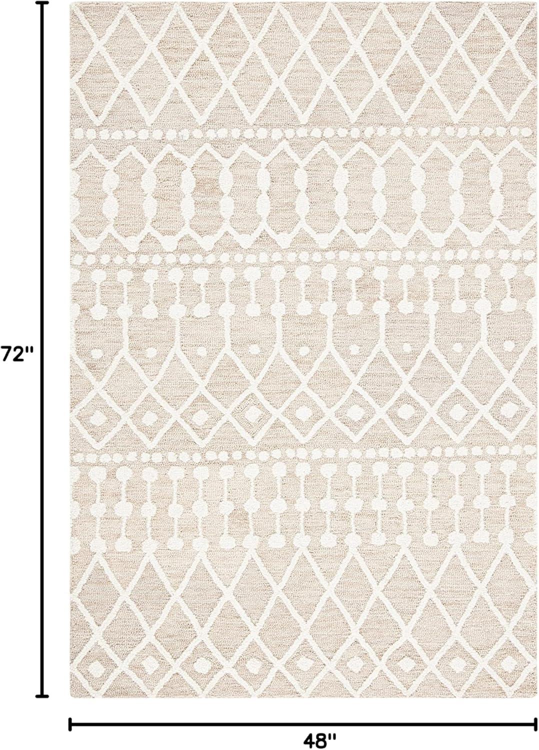 image:imageSAFAVIEH Blossom Collection Area Rug 6 Square Beige amp Ivory Handmade Moroccan Wool Ideal for High Traffic Areas in Living Room Bedroom BLM115BBeigeIvory
