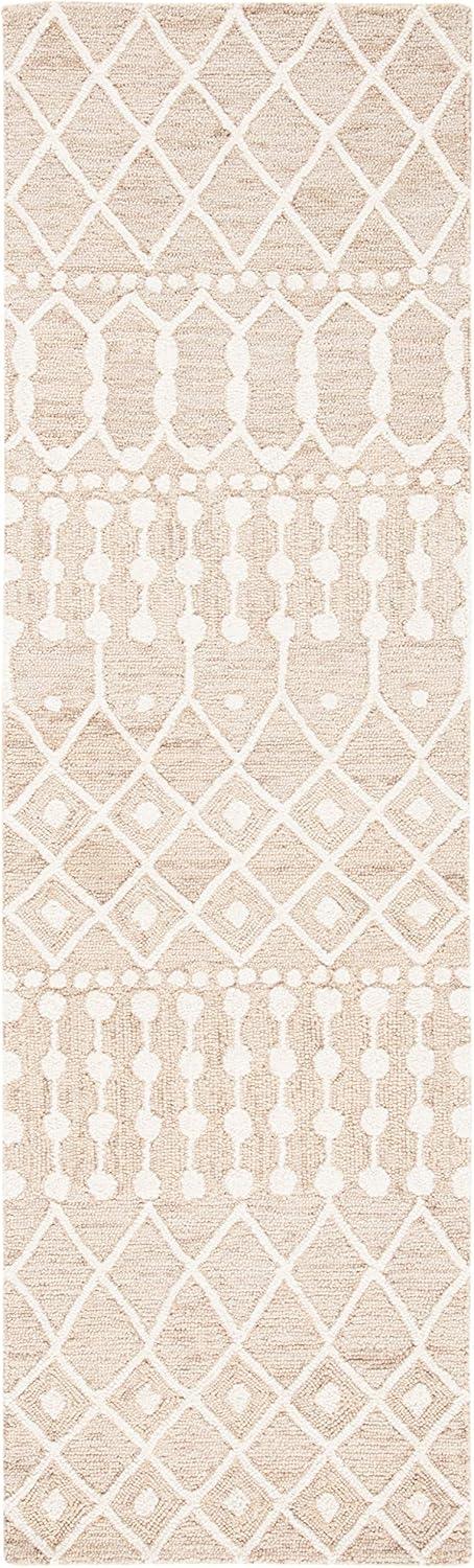 image:imageSAFAVIEH Blossom Collection Area Rug 6 Square Beige amp Ivory Handmade Moroccan Wool Ideal for High Traffic Areas in Living Room Bedroom BLM115BBeigeIvory
