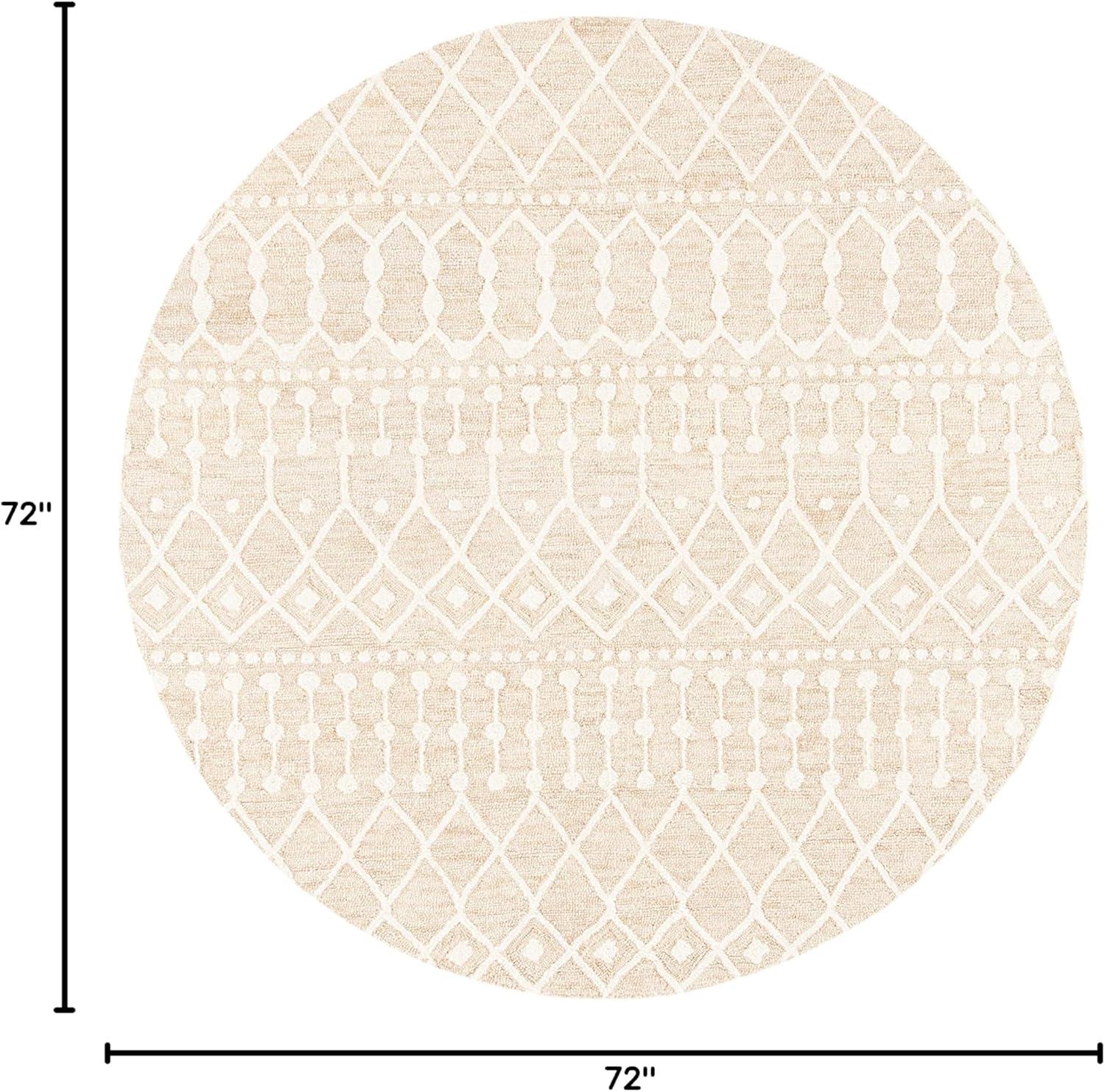 image:imageSAFAVIEH Blossom Collection Area Rug 6 Square Beige amp Ivory Handmade Moroccan Wool Ideal for High Traffic Areas in Living Room Bedroom BLM115BBeigeIvory