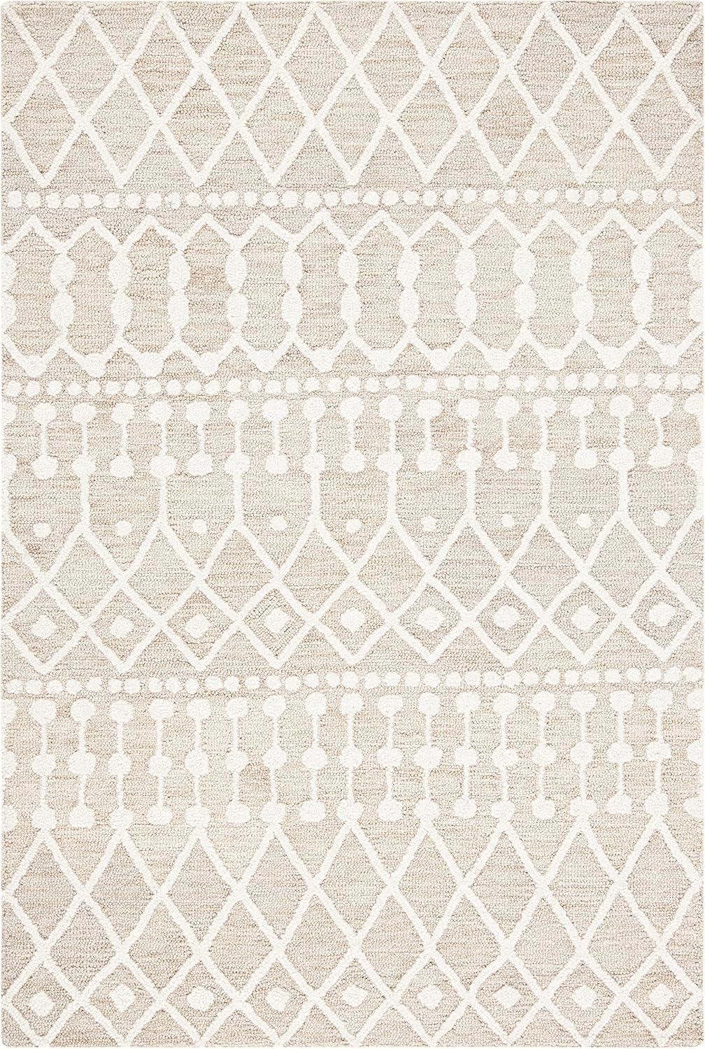 image:imageSAFAVIEH Blossom Collection Area Rug 6 Square Beige amp Ivory Handmade Moroccan Wool Ideal for High Traffic Areas in Living Room Bedroom BLM115BBeigeIvory