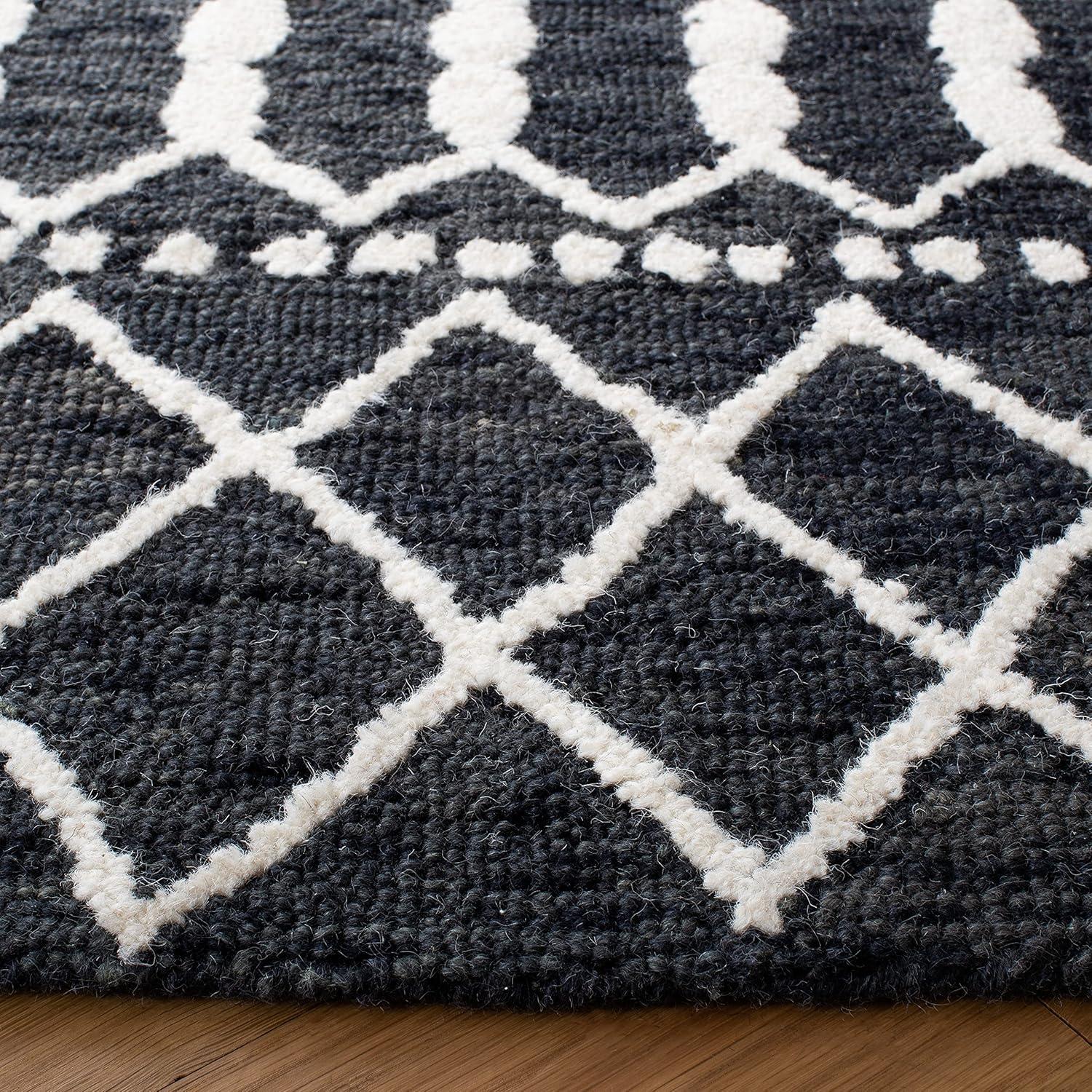 image:imageSAFAVIEH Blossom Collection Area Rug 6 Square Beige amp Ivory Handmade Moroccan Wool Ideal for High Traffic Areas in Living Room Bedroom BLM115BBlackIvory
