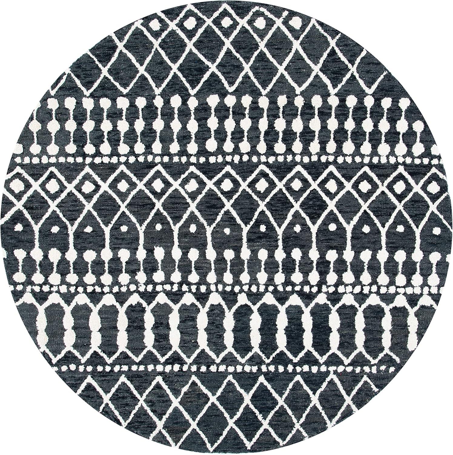 image:imageSAFAVIEH Blossom Collection Area Rug 6 Square Beige amp Ivory Handmade Moroccan Wool Ideal for High Traffic Areas in Living Room Bedroom BLM115BBlackIvory