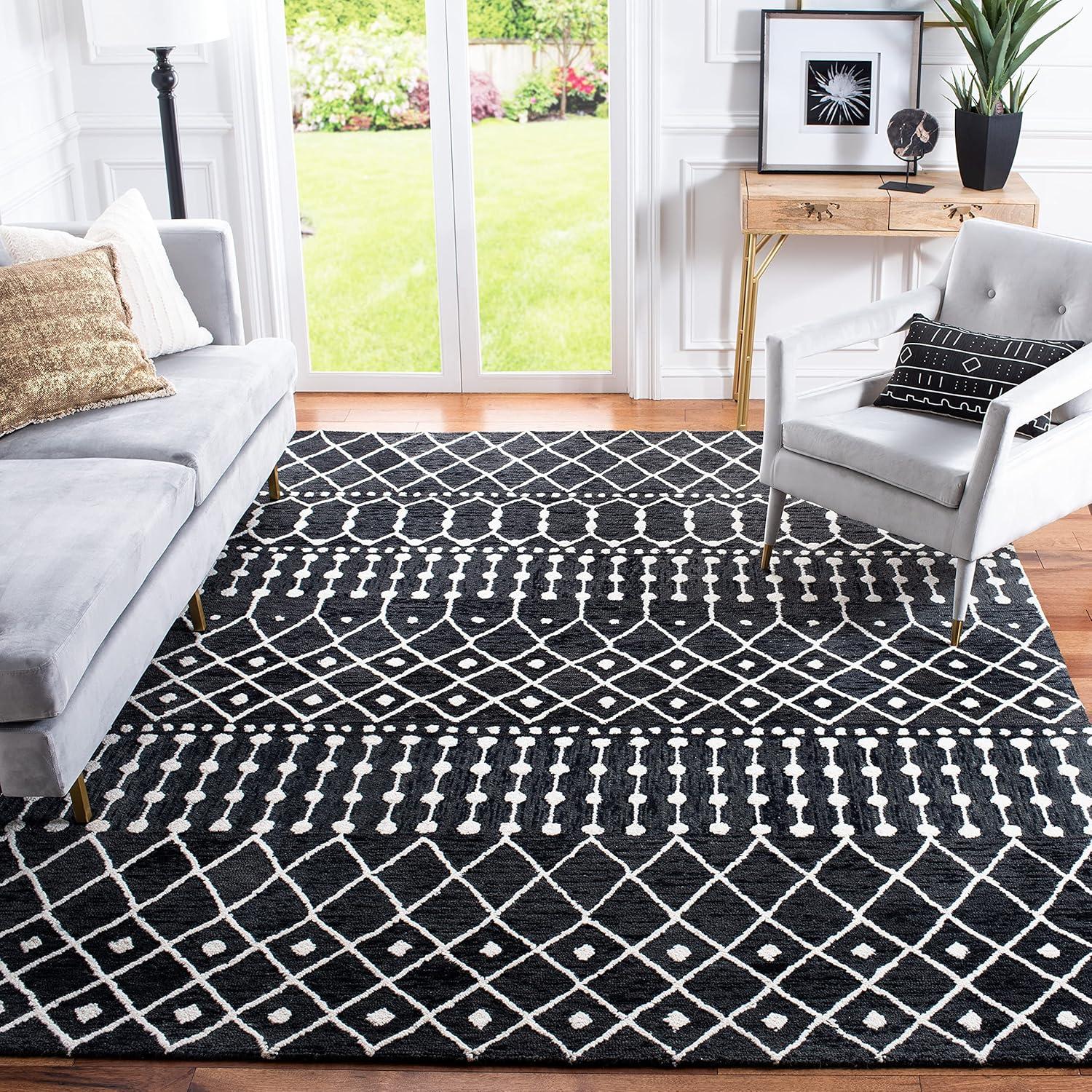 image:imageSAFAVIEH Blossom Collection Area Rug 6 Square Beige amp Ivory Handmade Moroccan Wool Ideal for High Traffic Areas in Living Room Bedroom BLM115BBlackIvory