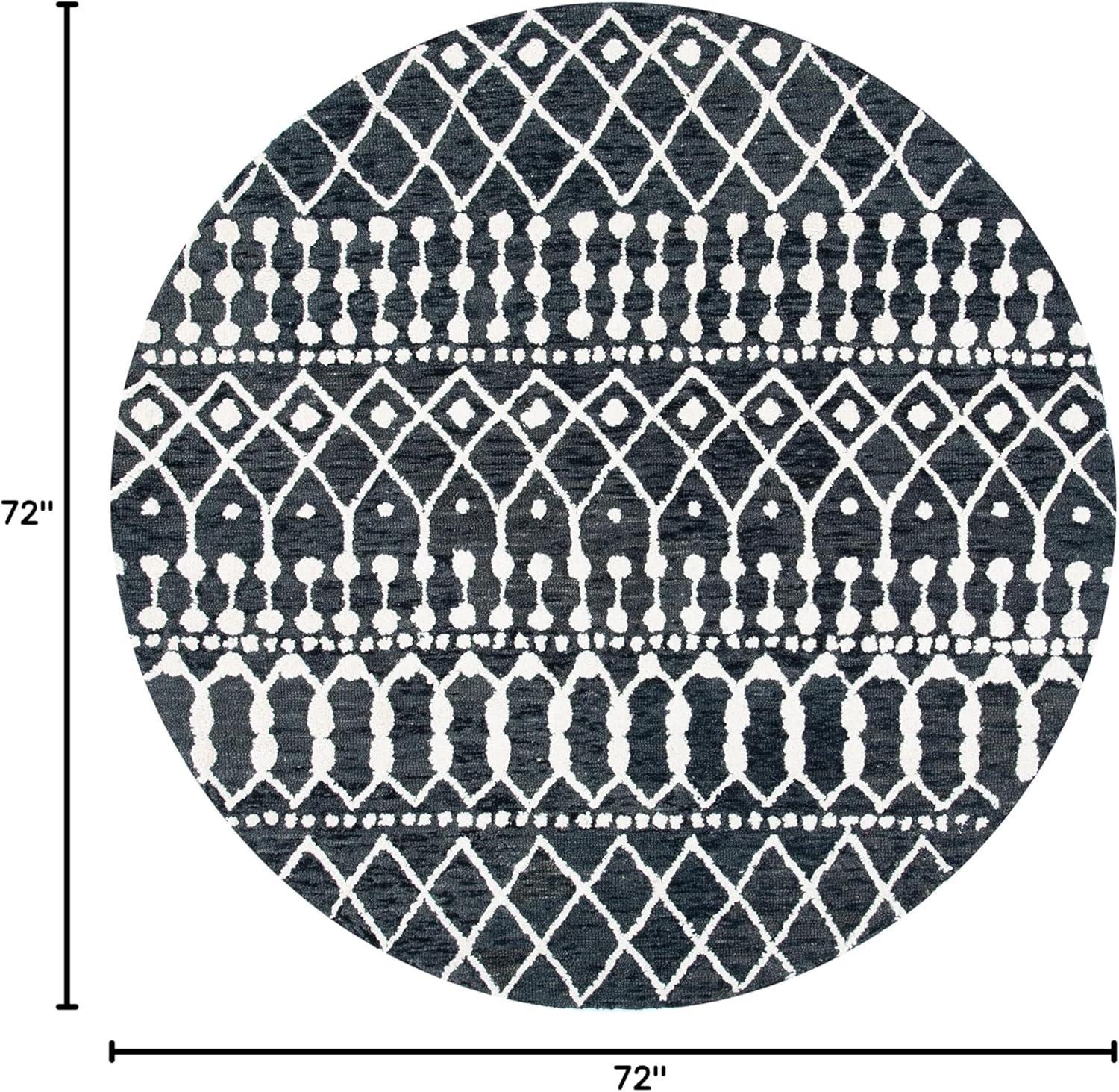 image:imageSAFAVIEH Blossom Collection Area Rug 6 Square Beige amp Ivory Handmade Moroccan Wool Ideal for High Traffic Areas in Living Room Bedroom BLM115BBlackIvory