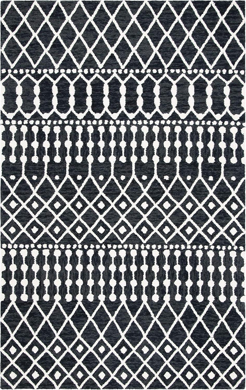 image:imageSAFAVIEH Blossom Collection Area Rug 6 Square Beige amp Ivory Handmade Moroccan Wool Ideal for High Traffic Areas in Living Room Bedroom BLM115BBlackIvory