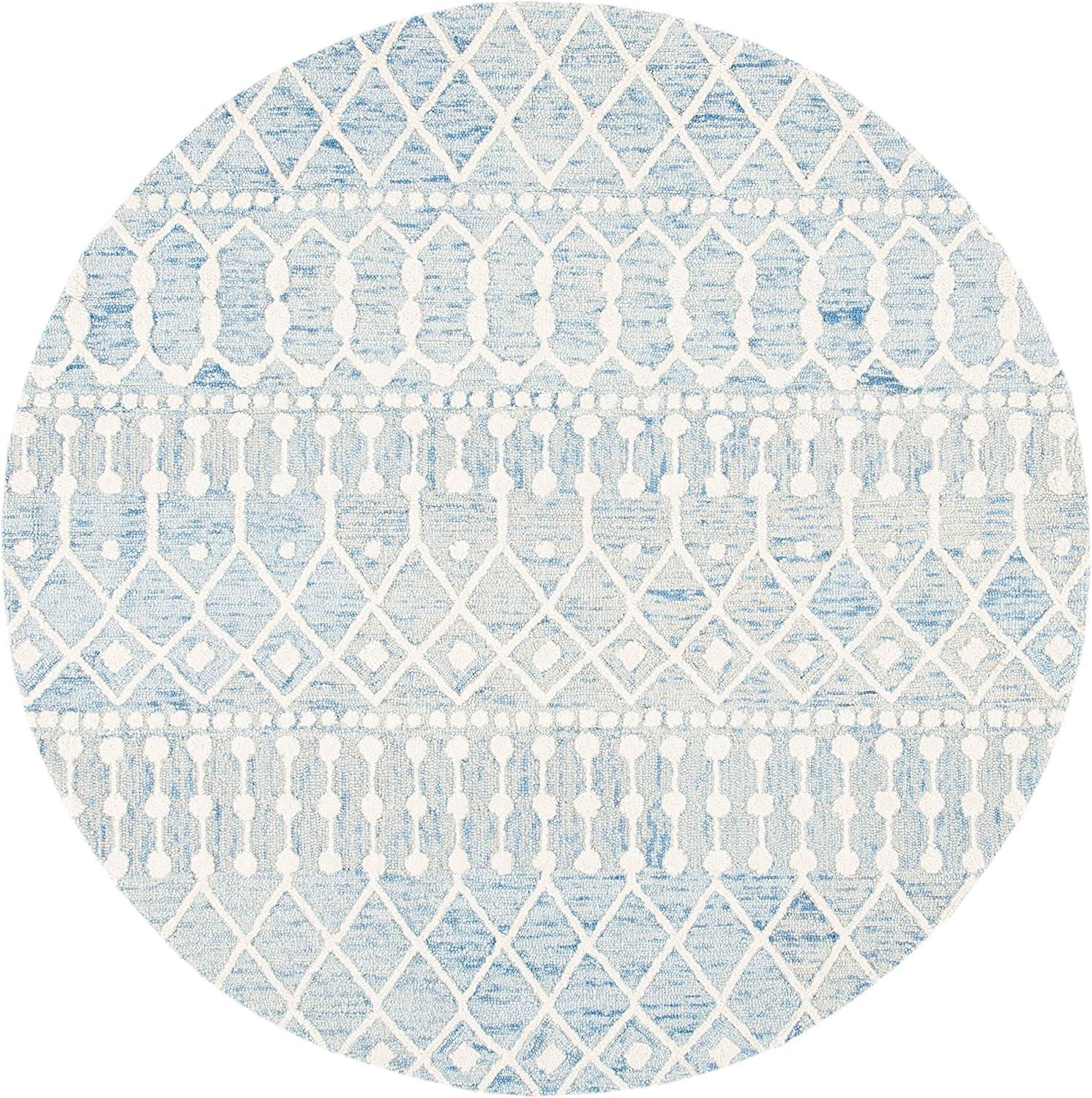 image:imageSAFAVIEH Blossom Collection Area Rug 6 Square Beige amp Ivory Handmade Moroccan Wool Ideal for High Traffic Areas in Living Room Bedroom BLM115BBlueIvory