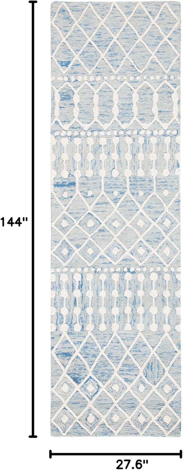 image:imageSAFAVIEH Blossom Collection Area Rug 6 Square Beige amp Ivory Handmade Moroccan Wool Ideal for High Traffic Areas in Living Room Bedroom BLM115BBlueIvory