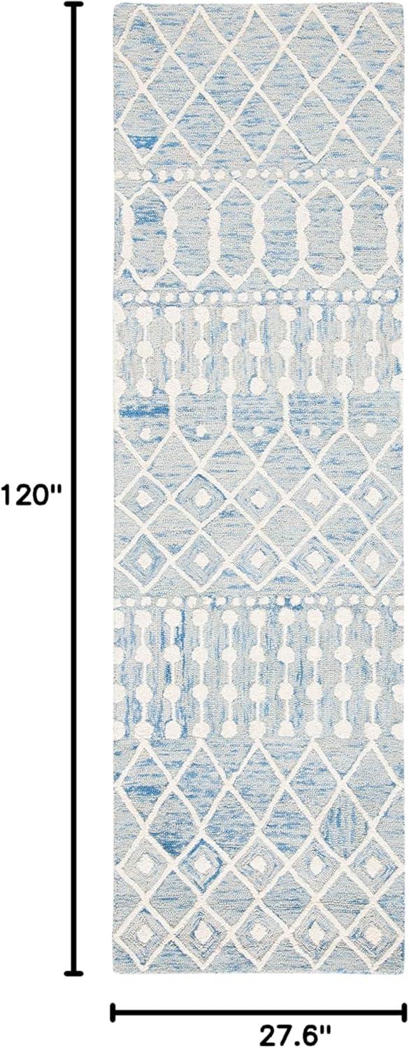 image:imageSAFAVIEH Blossom Collection Area Rug 6 Square Beige amp Ivory Handmade Moroccan Wool Ideal for High Traffic Areas in Living Room Bedroom BLM115BBlueIvory