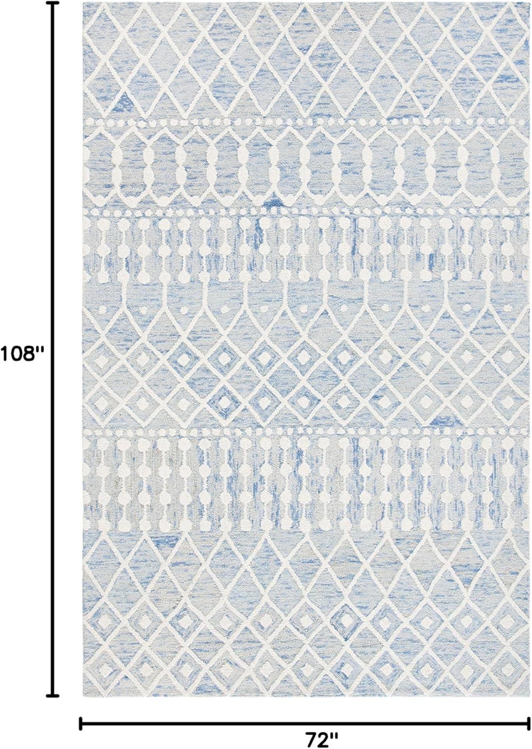 image:imageSAFAVIEH Blossom Collection Area Rug 6 Square Beige amp Ivory Handmade Moroccan Wool Ideal for High Traffic Areas in Living Room Bedroom BLM115BBlueIvory
