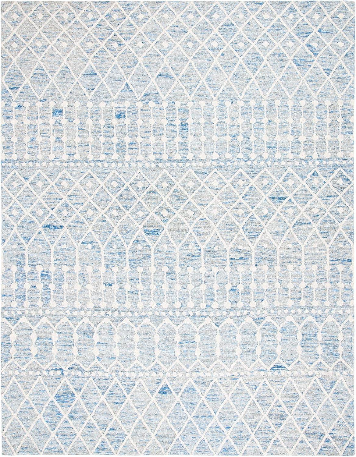 image:imageSAFAVIEH Blossom Collection Area Rug 6 Square Beige amp Ivory Handmade Moroccan Wool Ideal for High Traffic Areas in Living Room Bedroom BLM115BBlueIvory